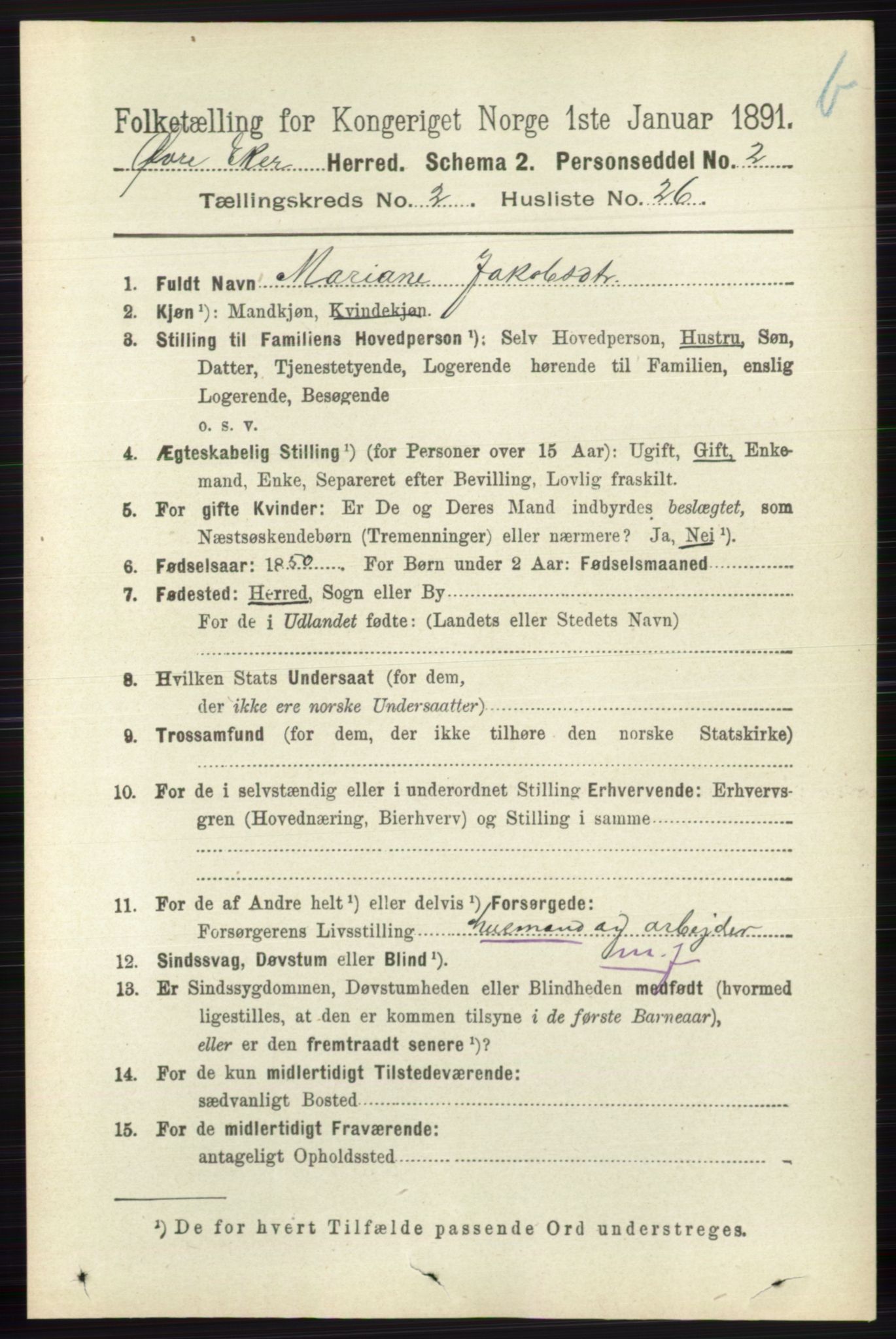 RA, 1891 census for 0624 Øvre Eiker, 1891, p. 8615