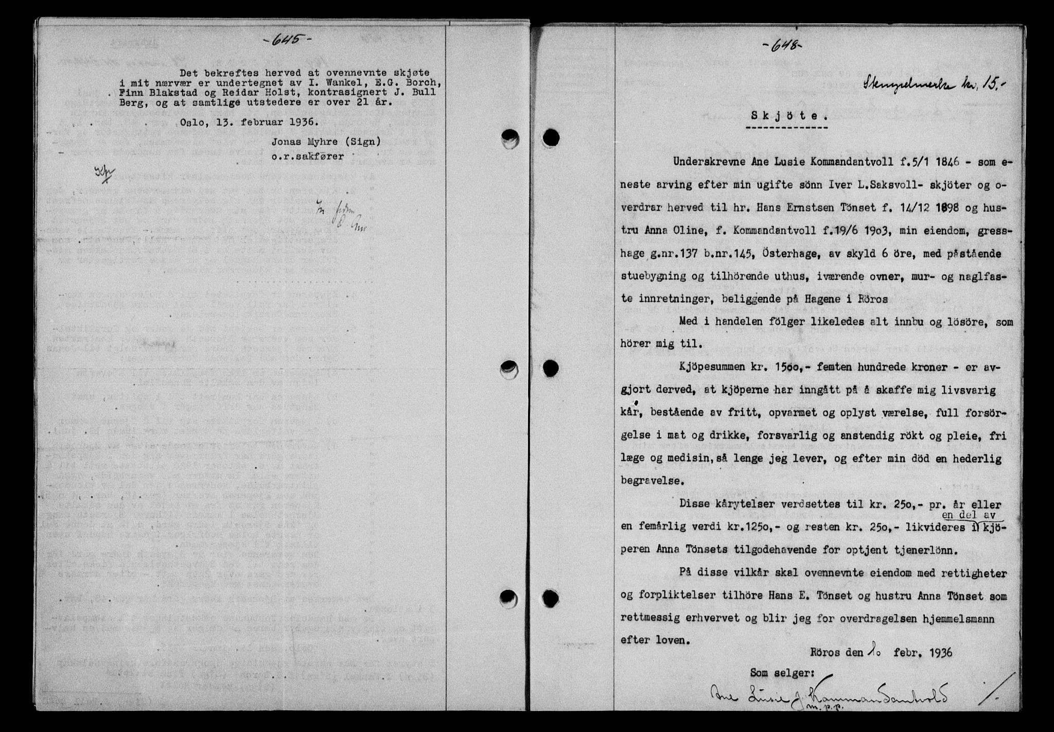 Gauldal sorenskriveri, SAT/A-0014/1/2/2C/L0045: Mortgage book no. 47-49, 1935-1936, Deed date: 10.02.1936