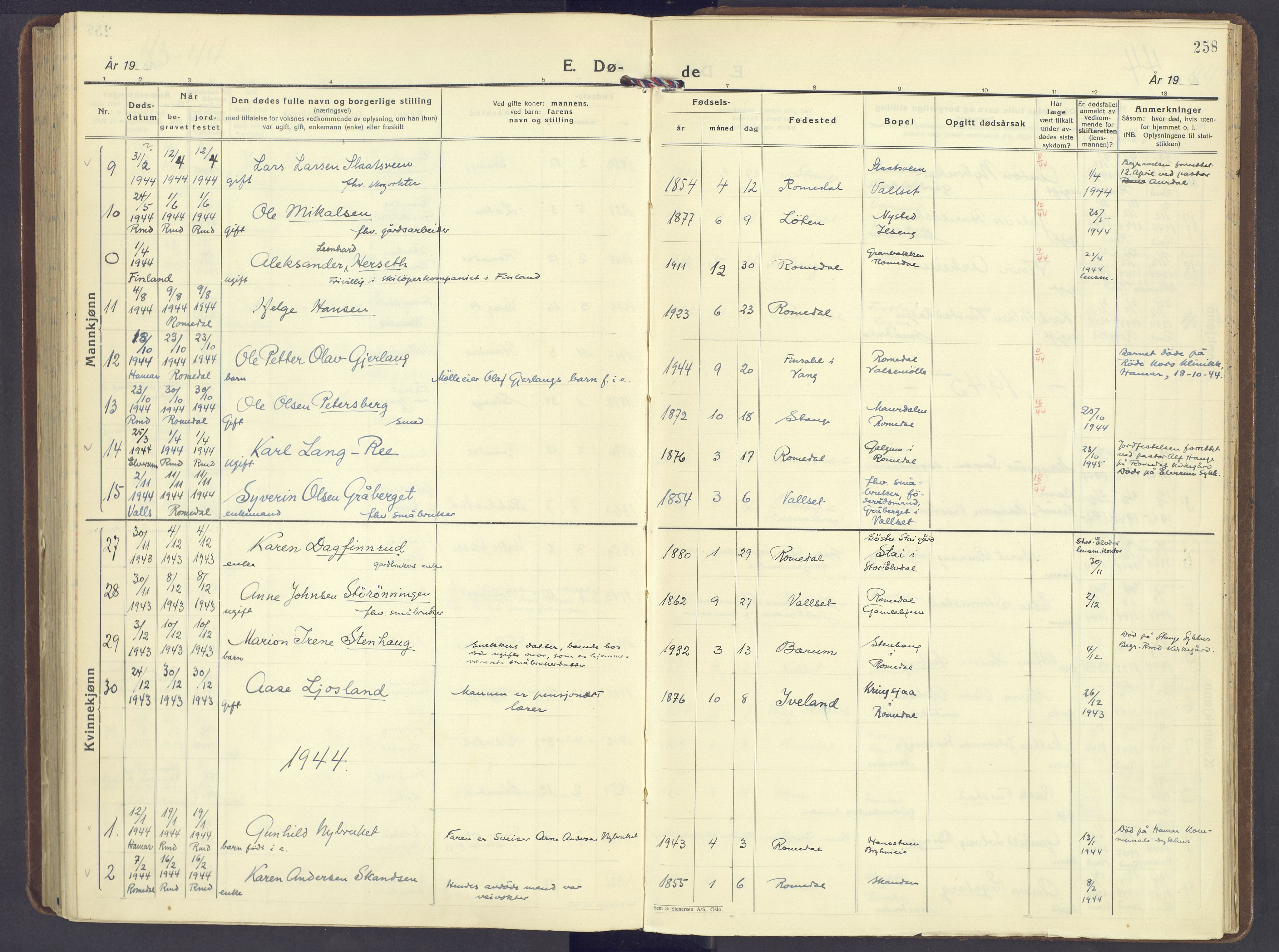 Romedal prestekontor, AV/SAH-PREST-004/K/L0014: Parish register (official) no. 14, 1936-1949, p. 258