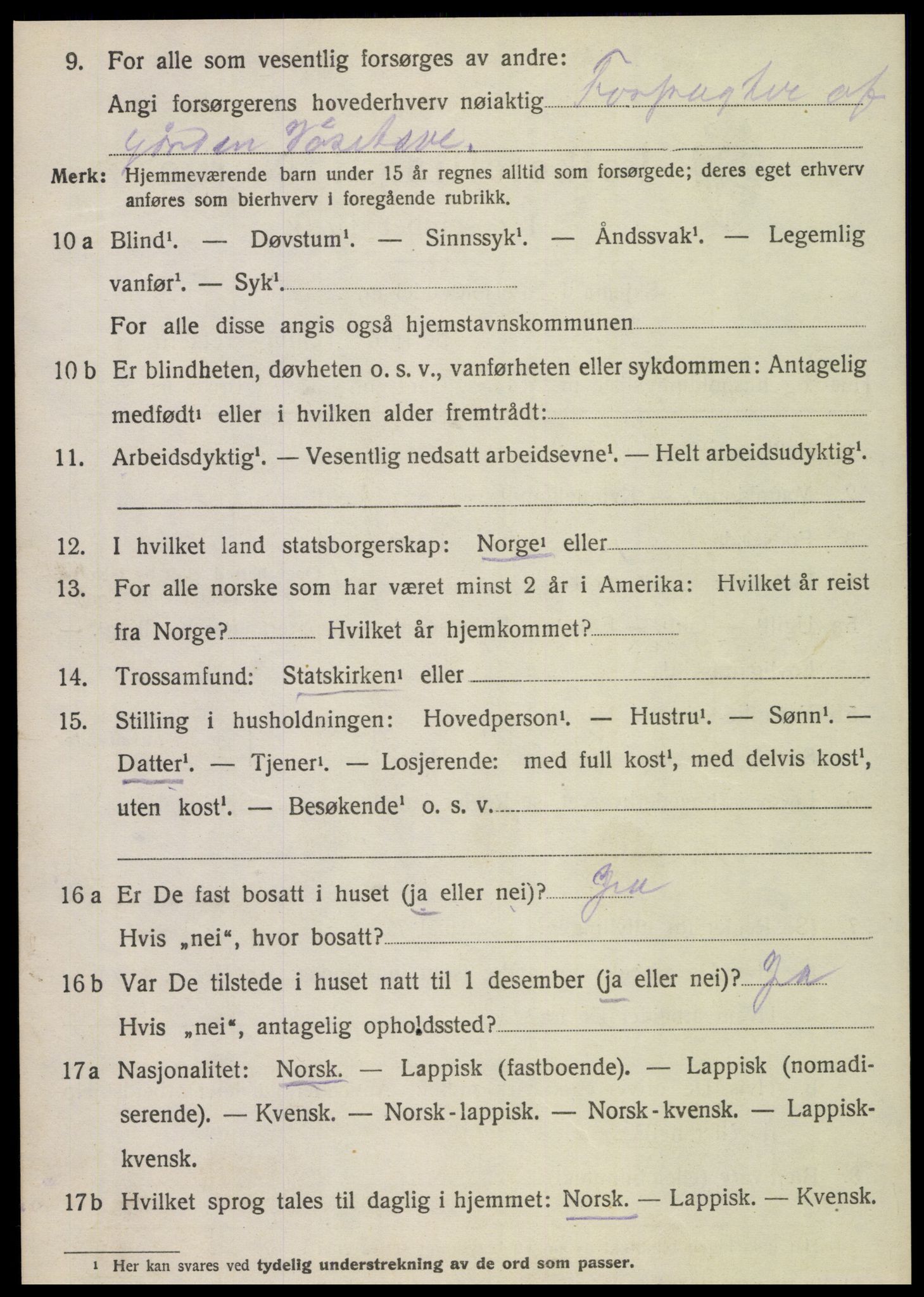 SAT, 1920 census for Sparbu, 1920, p. 3168