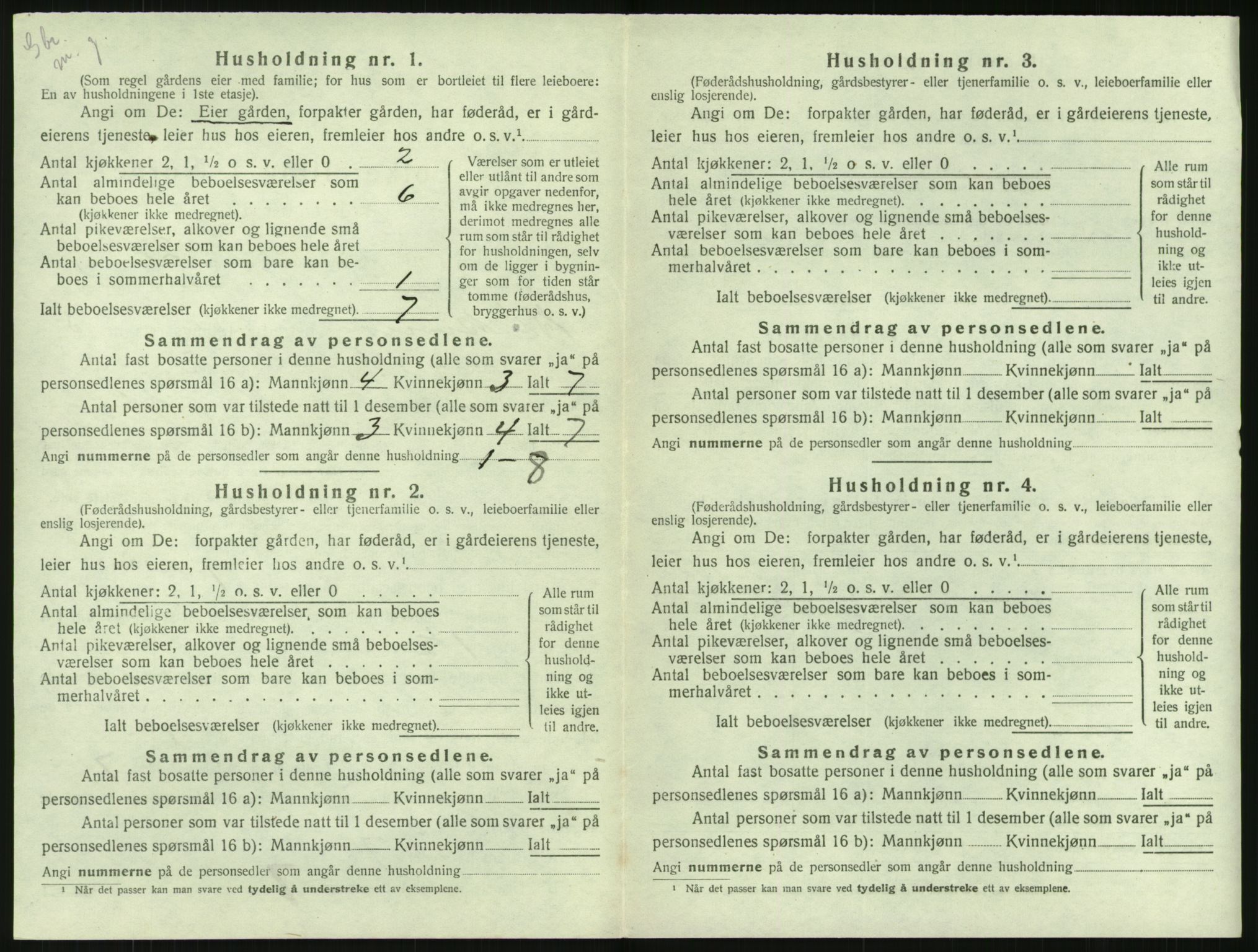 SAK, 1920 census for Birkenes, 1920, p. 448