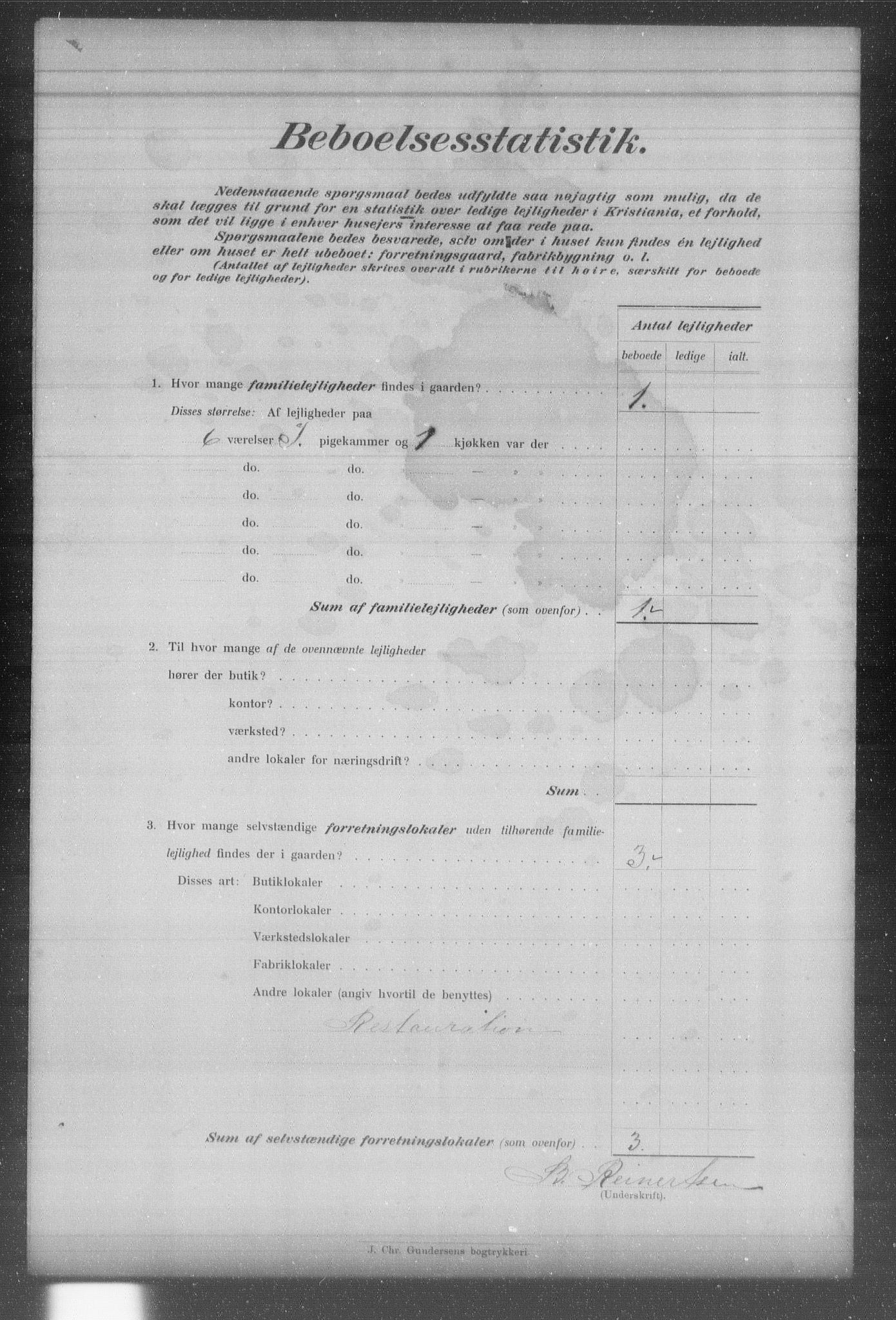 OBA, Municipal Census 1903 for Kristiania, 1903, p. 1234