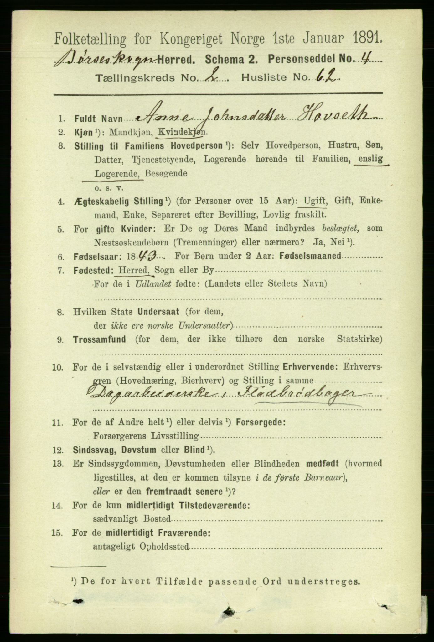 RA, 1891 census for 1657 Børseskogn, 1891, p. 1277