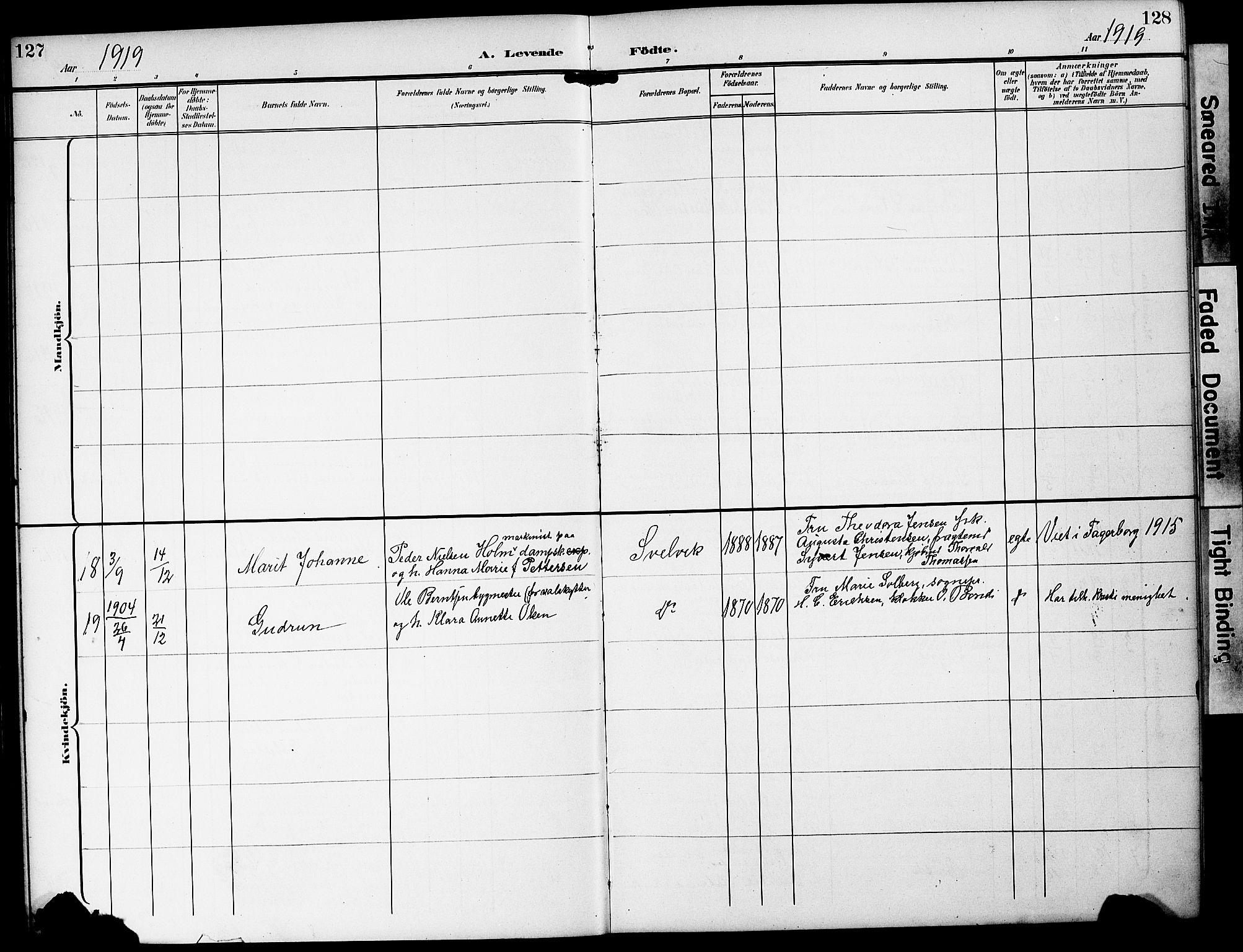 Strømm kirkebøker, AV/SAKO-A-322/G/Gb/L0002: Parish register (copy) no. II 2, 1897-1928, p. 127-128