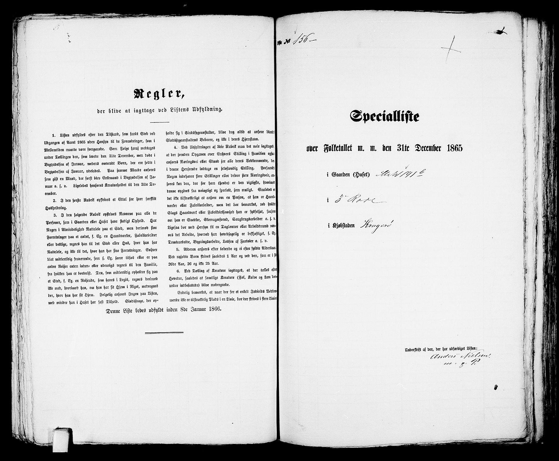 RA, 1865 census for Kragerø/Kragerø, 1865, p. 322