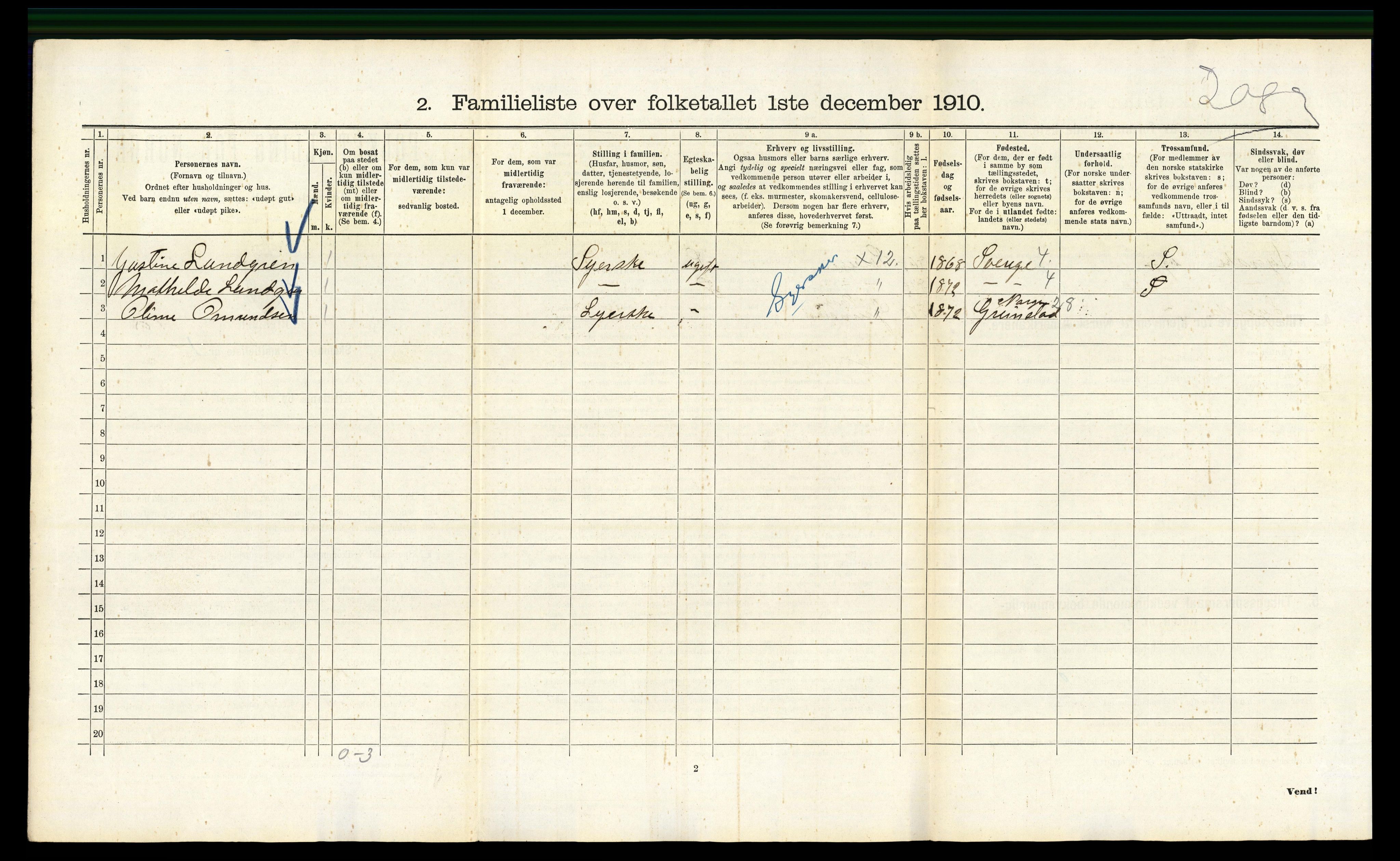 RA, 1910 census for Kristiania, 1910, p. 125260