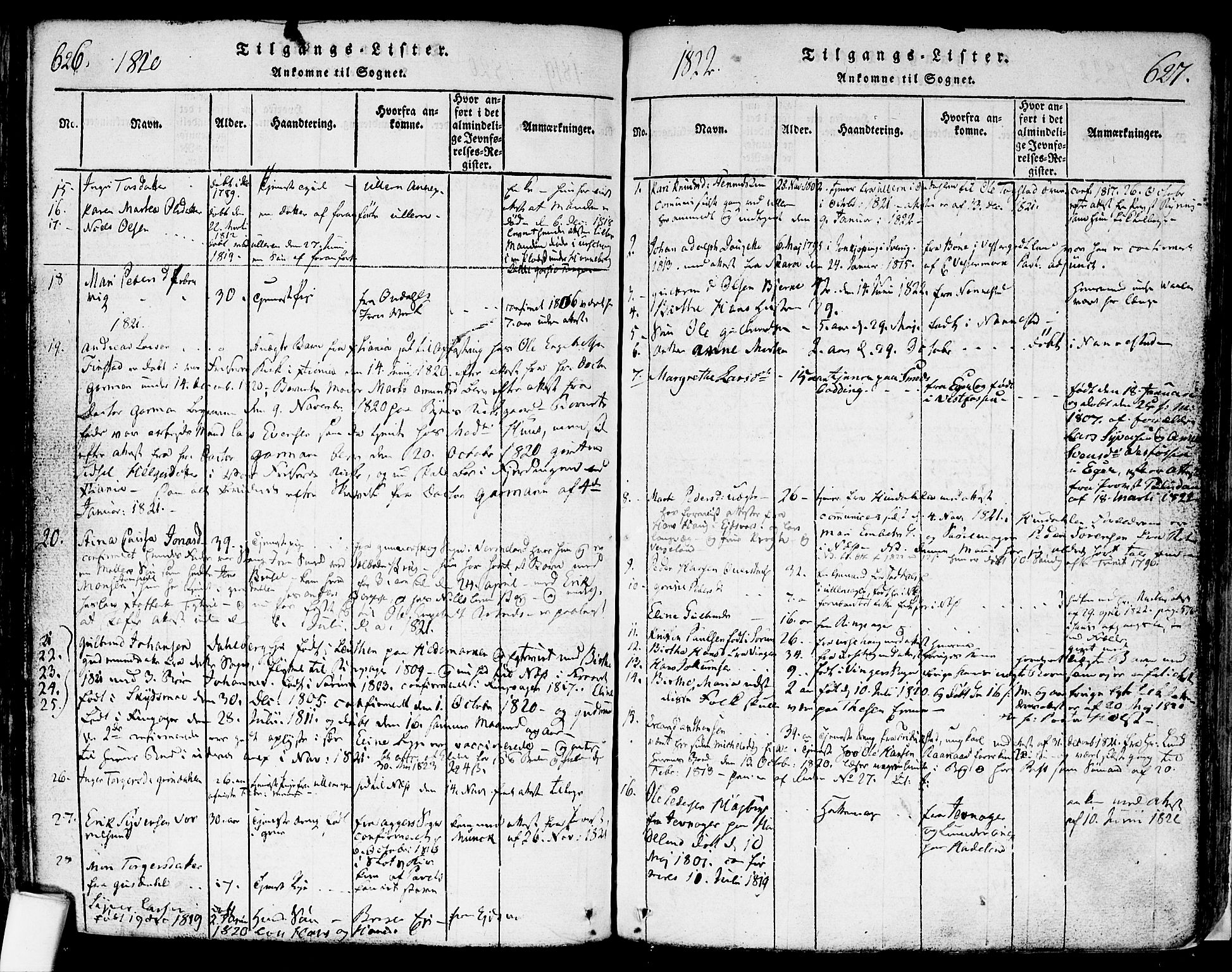 Nes prestekontor Kirkebøker, SAO/A-10410/F/Fa/L0005: Parish register (official) no. I 5, 1815-1835, p. 626-627