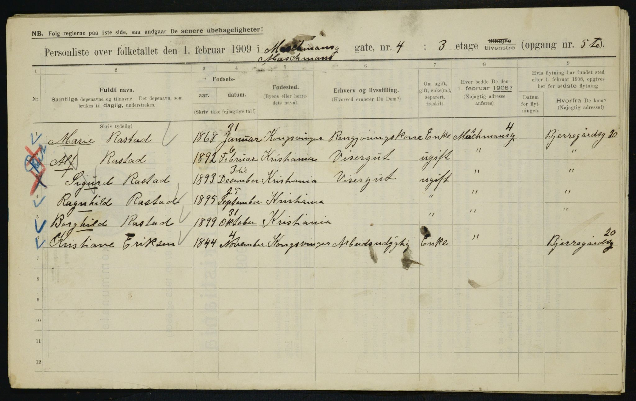 OBA, Municipal Census 1909 for Kristiania, 1909, p. 58771