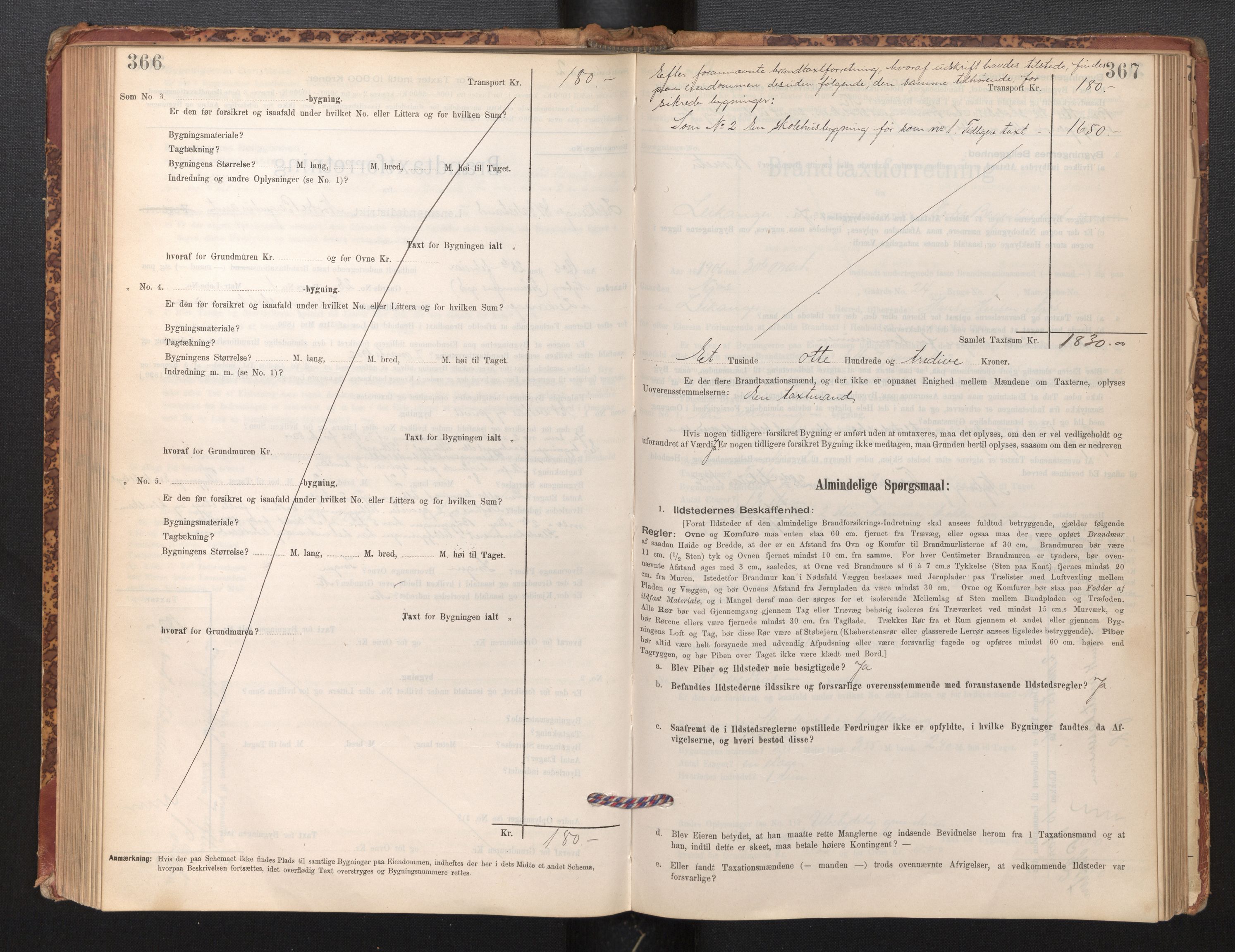 Lensmannen i Leikanger, AV/SAB-A-29201/0012/L0004: Branntakstprotokoll, skjematakst, 1894-1903, p. 366-367