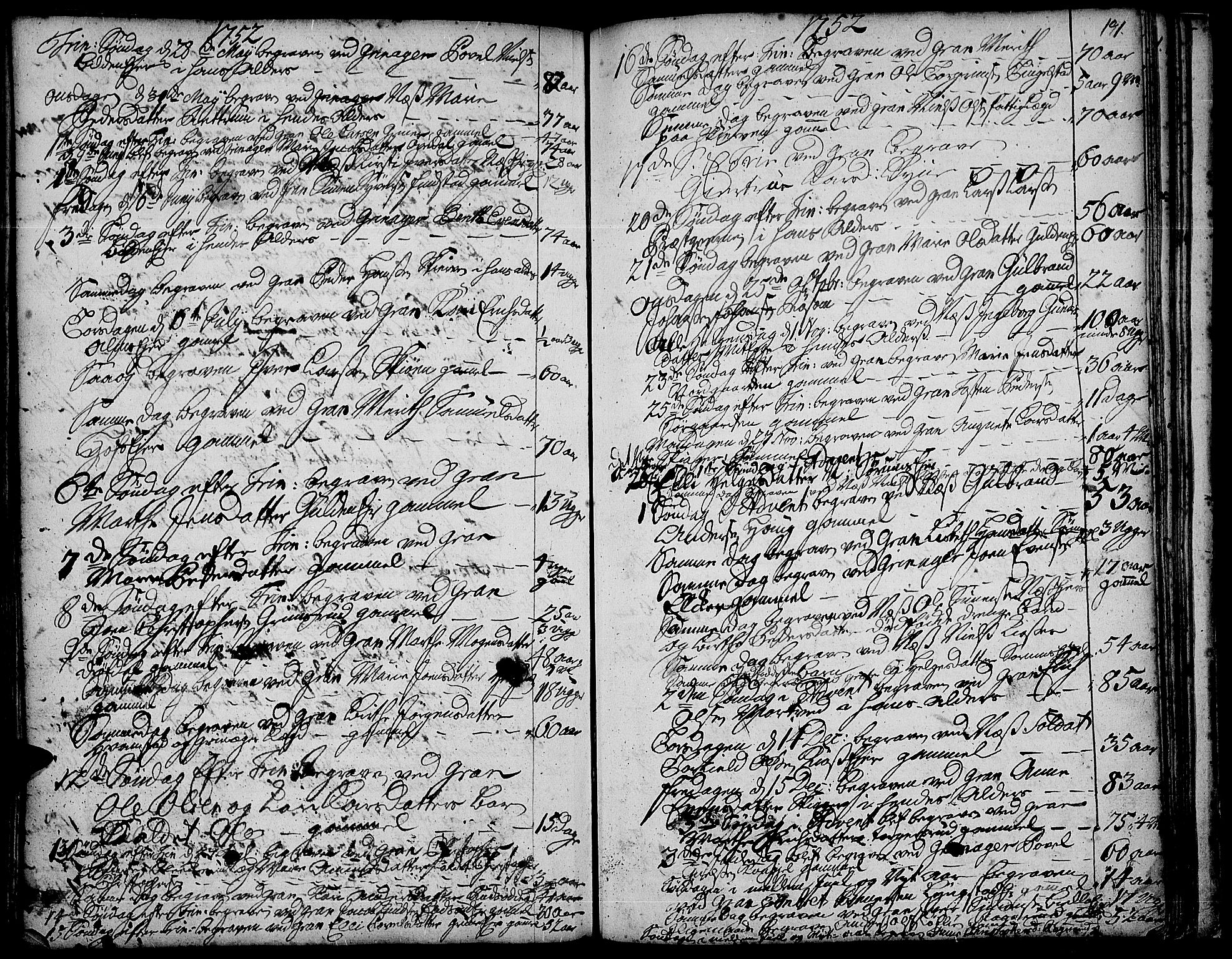 Gran prestekontor, AV/SAH-PREST-112/H/Ha/Haa/L0003: Parish register (official) no. 3, 1745-1758, p. 191