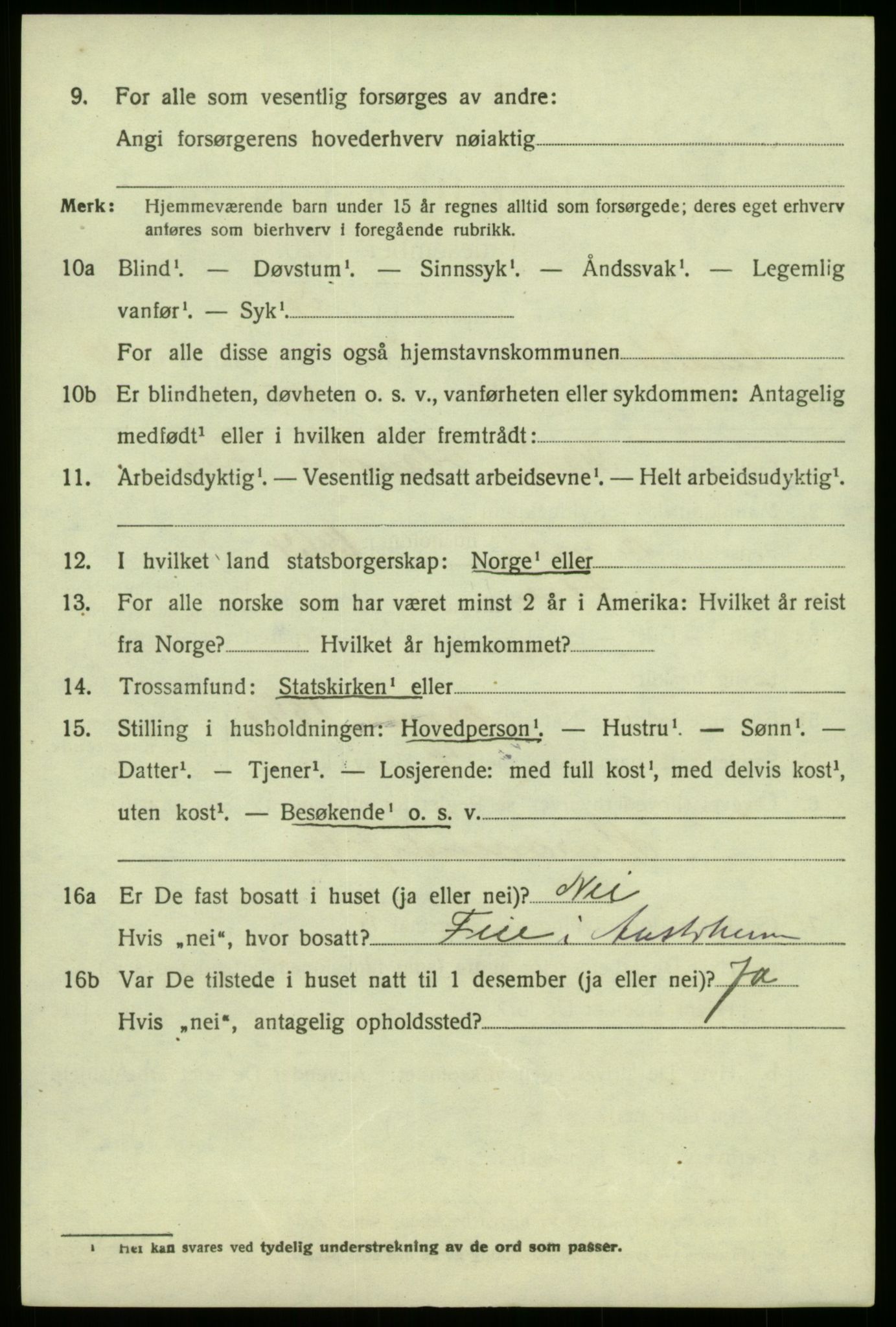 SAB, 1920 census for Austrheim, 1920, p. 3529