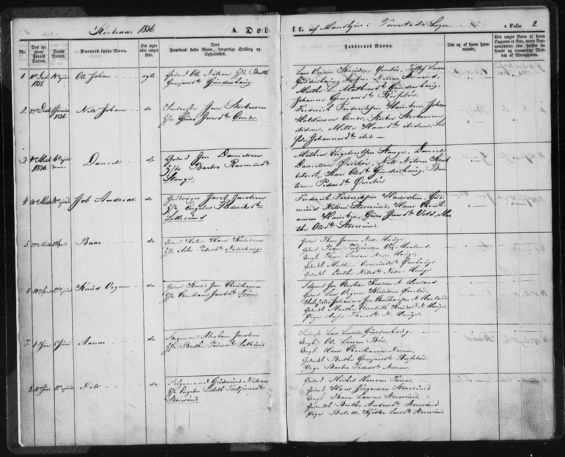 Torvastad sokneprestkontor, SAST/A -101857/H/Ha/Haa/L0005: Parish register (official) no. A 5, 1836-1847, p. 2