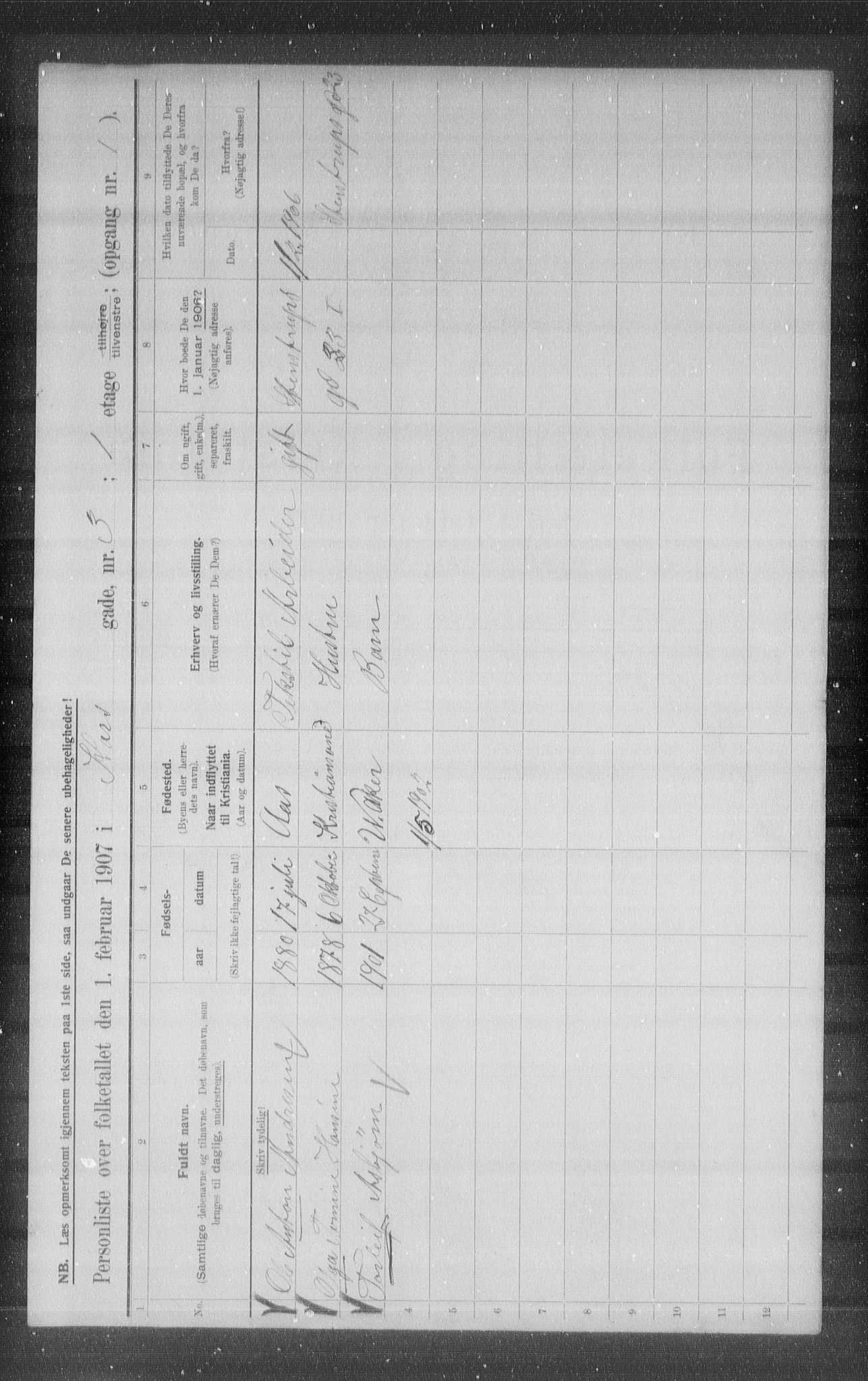 OBA, Municipal Census 1907 for Kristiania, 1907, p. 27236