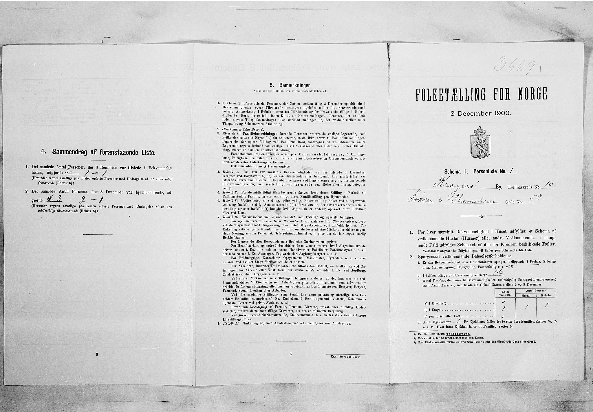 SAKO, 1900 census for Kragerø, 1900, p. 1245