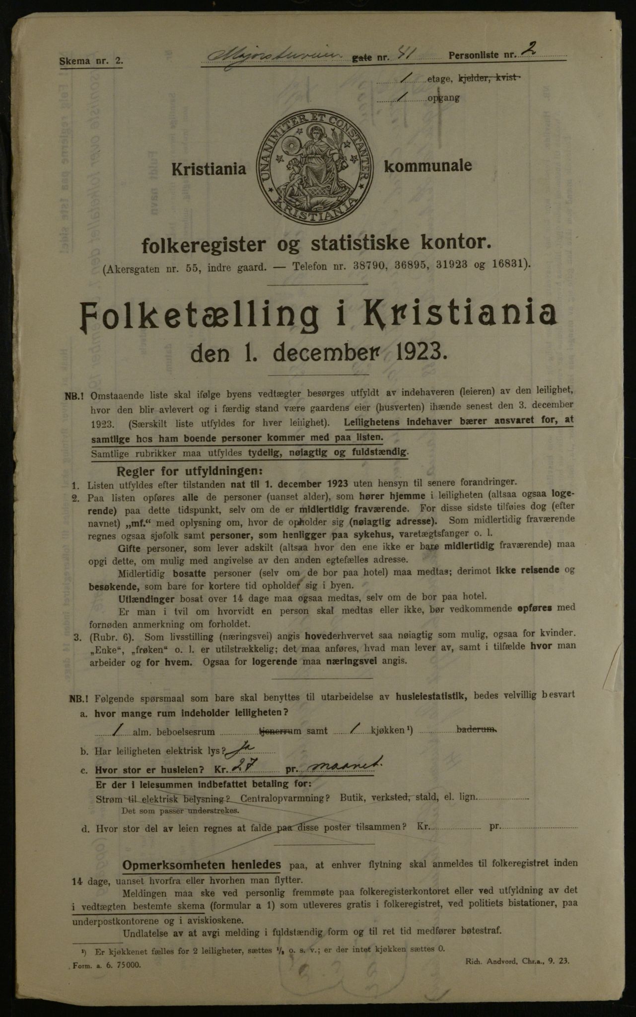 OBA, Municipal Census 1923 for Kristiania, 1923, p. 66750