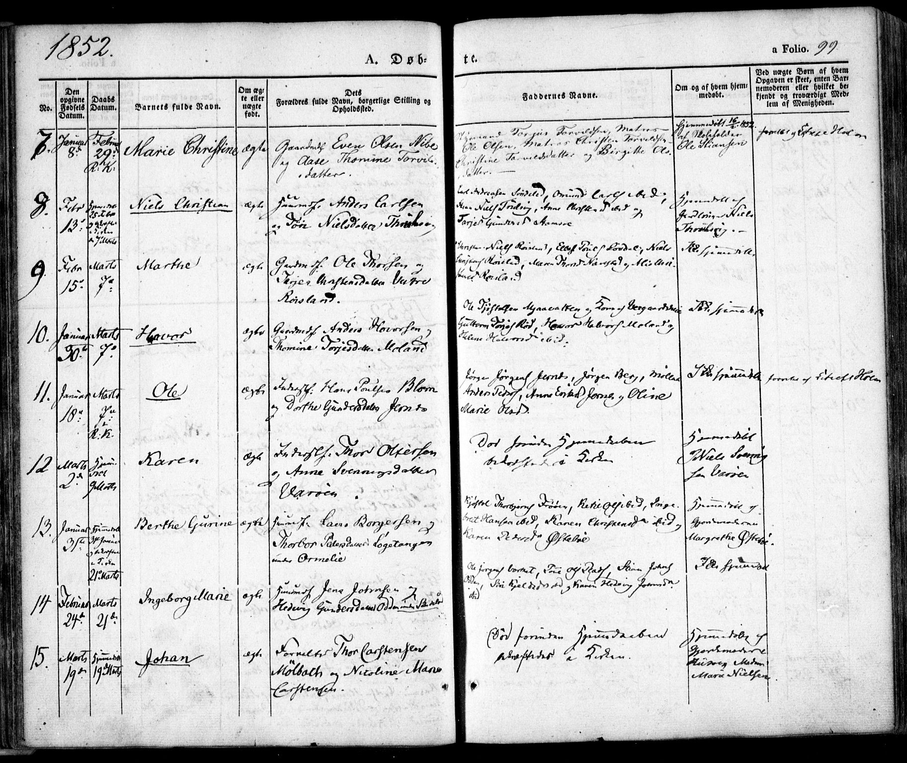 Søndeled sokneprestkontor, AV/SAK-1111-0038/F/Fa/L0002: Parish register (official) no. A 2, 1839-1860, p. 99