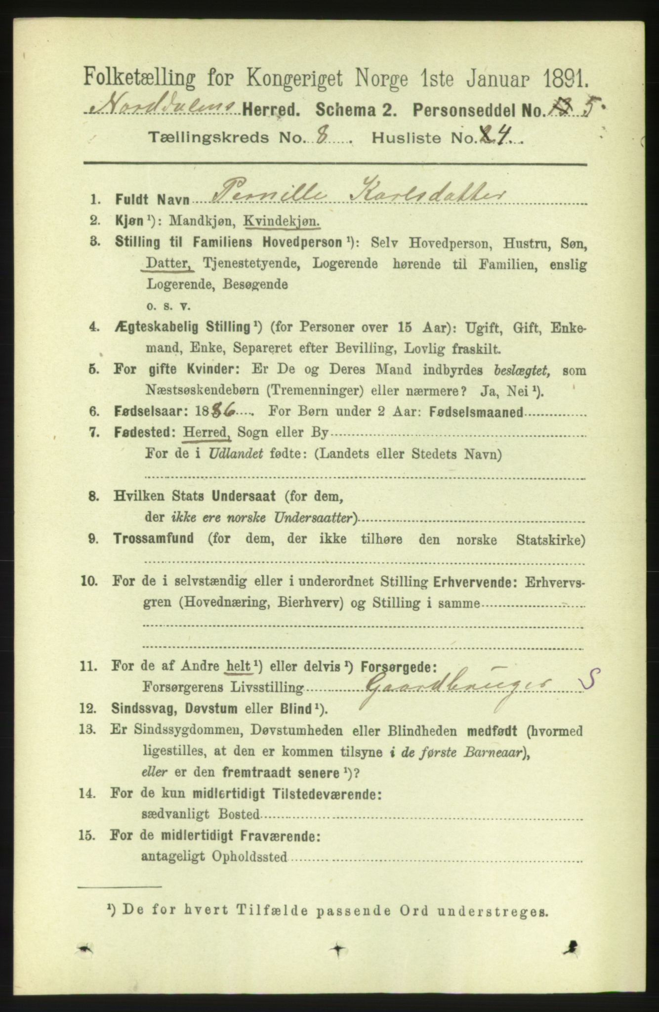 RA, 1891 census for 1524 Norddal, 1891, p. 1569