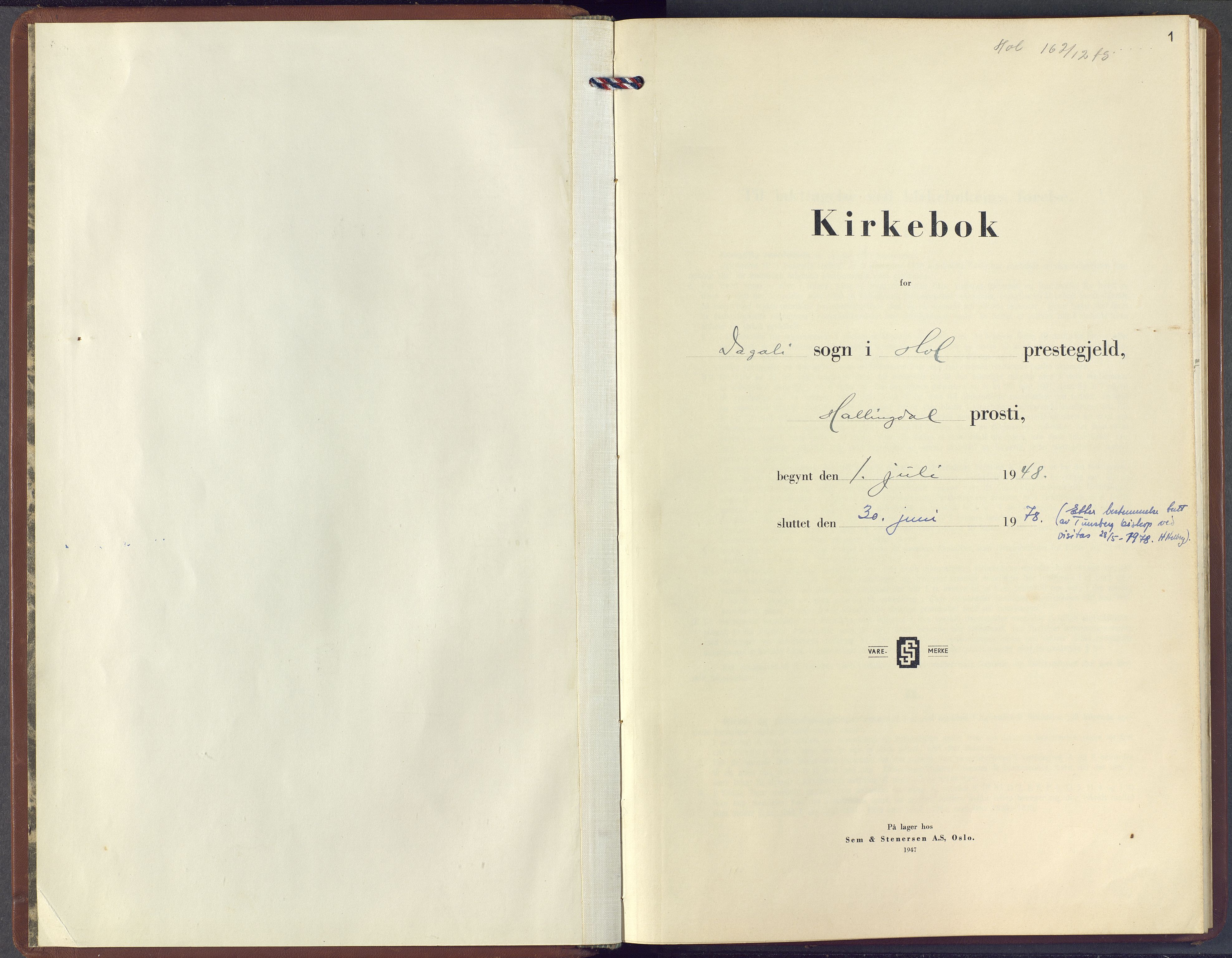 Hol kirkebøker, AV/SAKO-A-227/F/Fb/L0001: Parish register (official) no. II 1, 1948-1978, p. 1