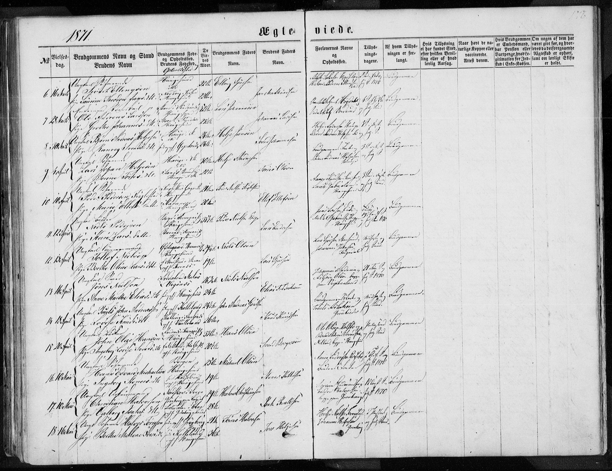 Torvastad sokneprestkontor, AV/SAST-A -101857/H/Ha/Haa/L0012: Parish register (official) no. A 12.1, 1867-1877, p. 176