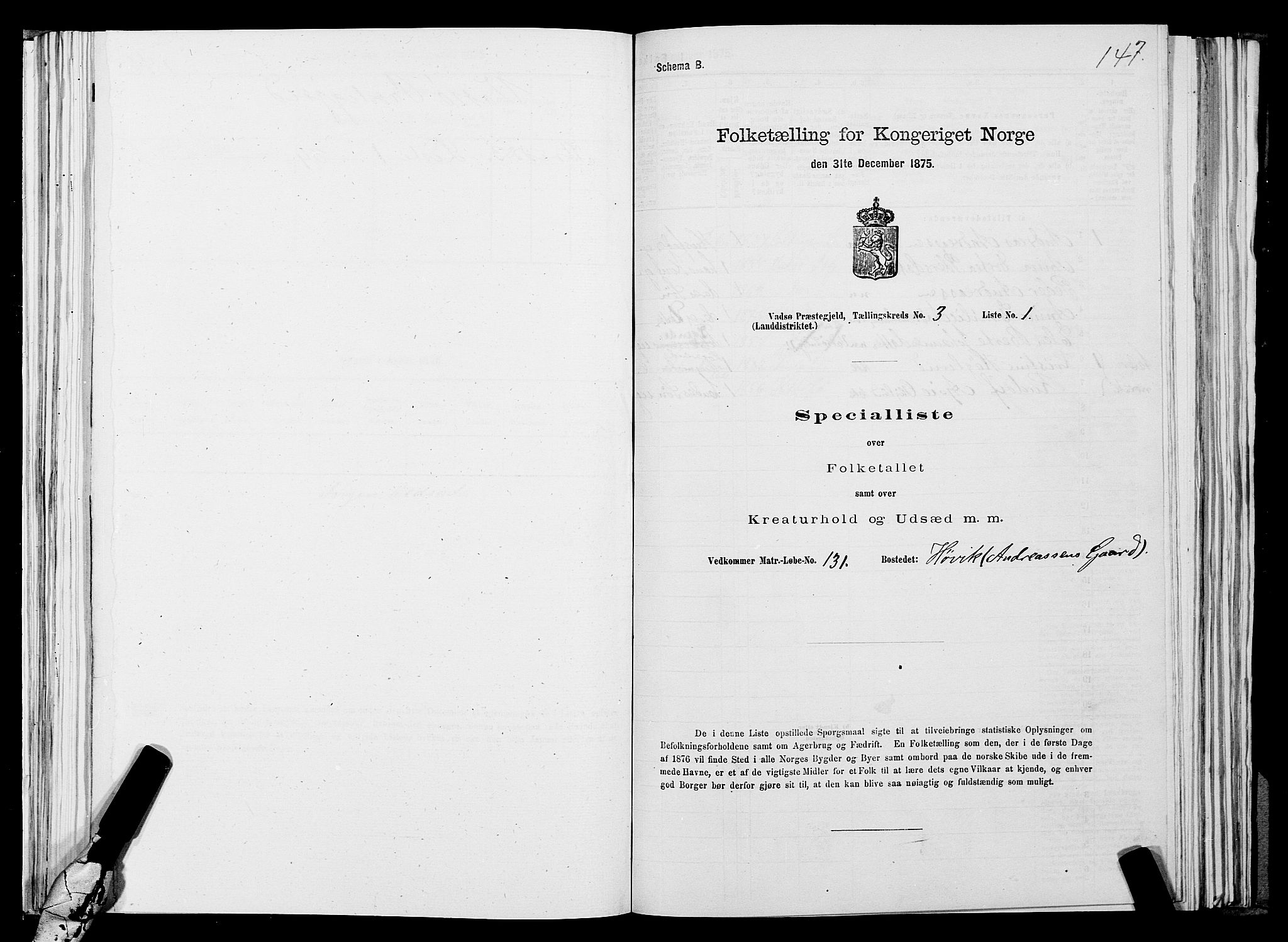 SATØ, 1875 census for 2029L Vadsø/Vadsø, 1875, p. 1147