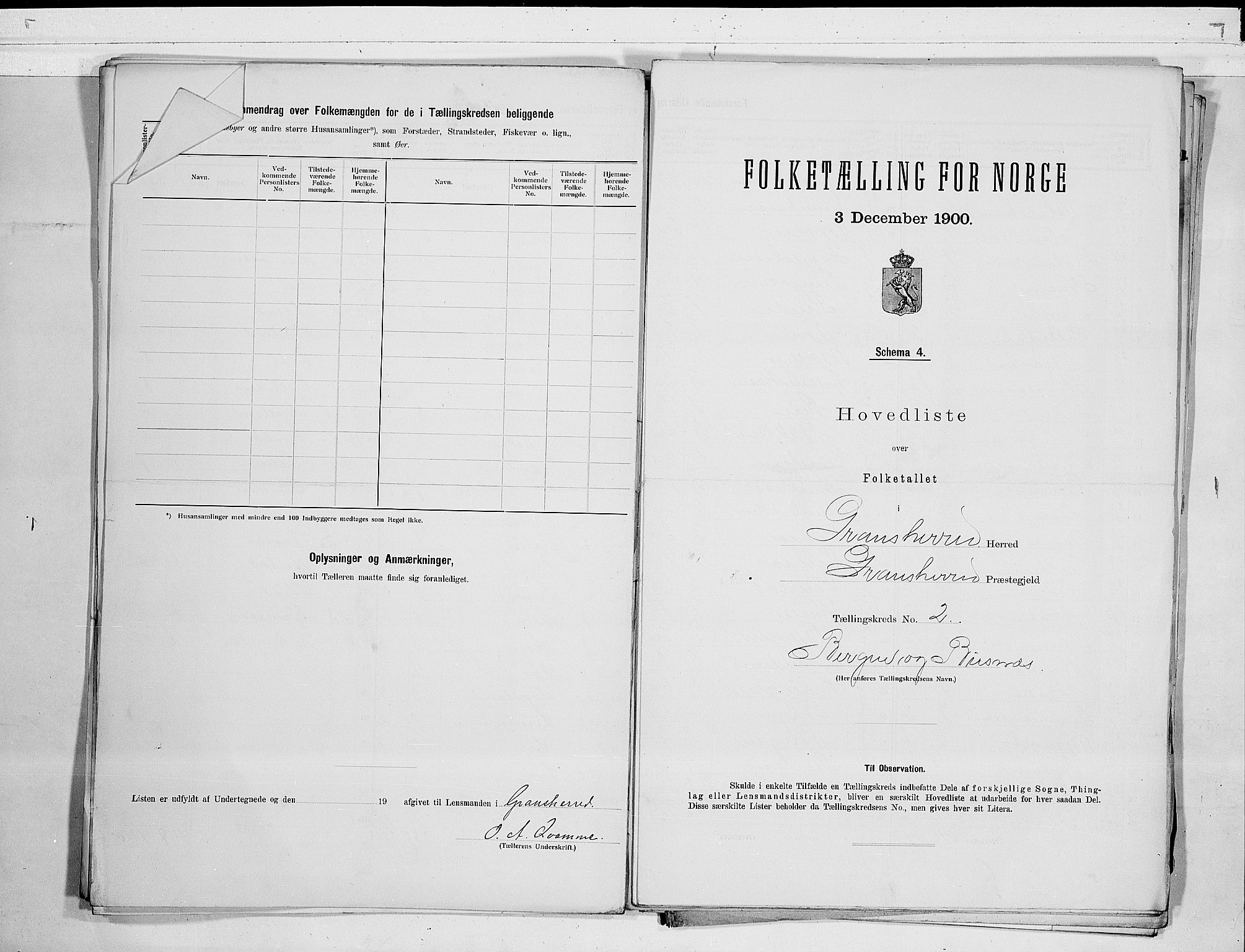 SAKO, 1900 census for Gransherad, 1900, p. 6