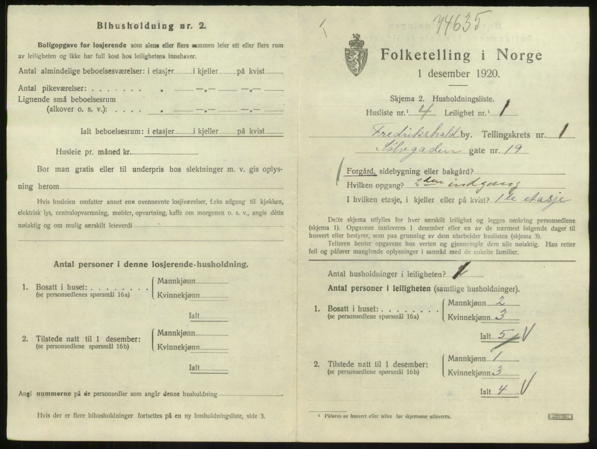 SAO, 1920 census for Fredrikshald, 1920, p. 2129