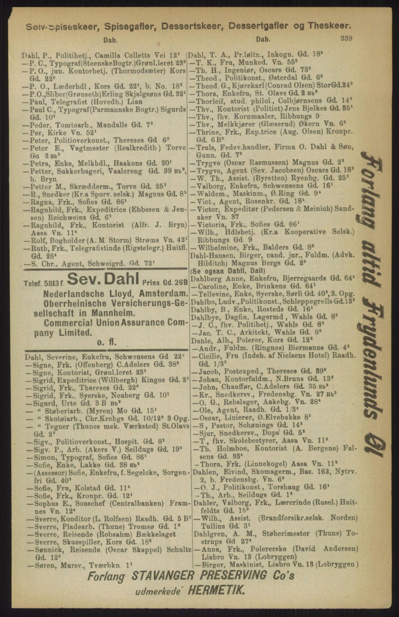 Kristiania/Oslo adressebok, PUBL/-, 1911, p. 339