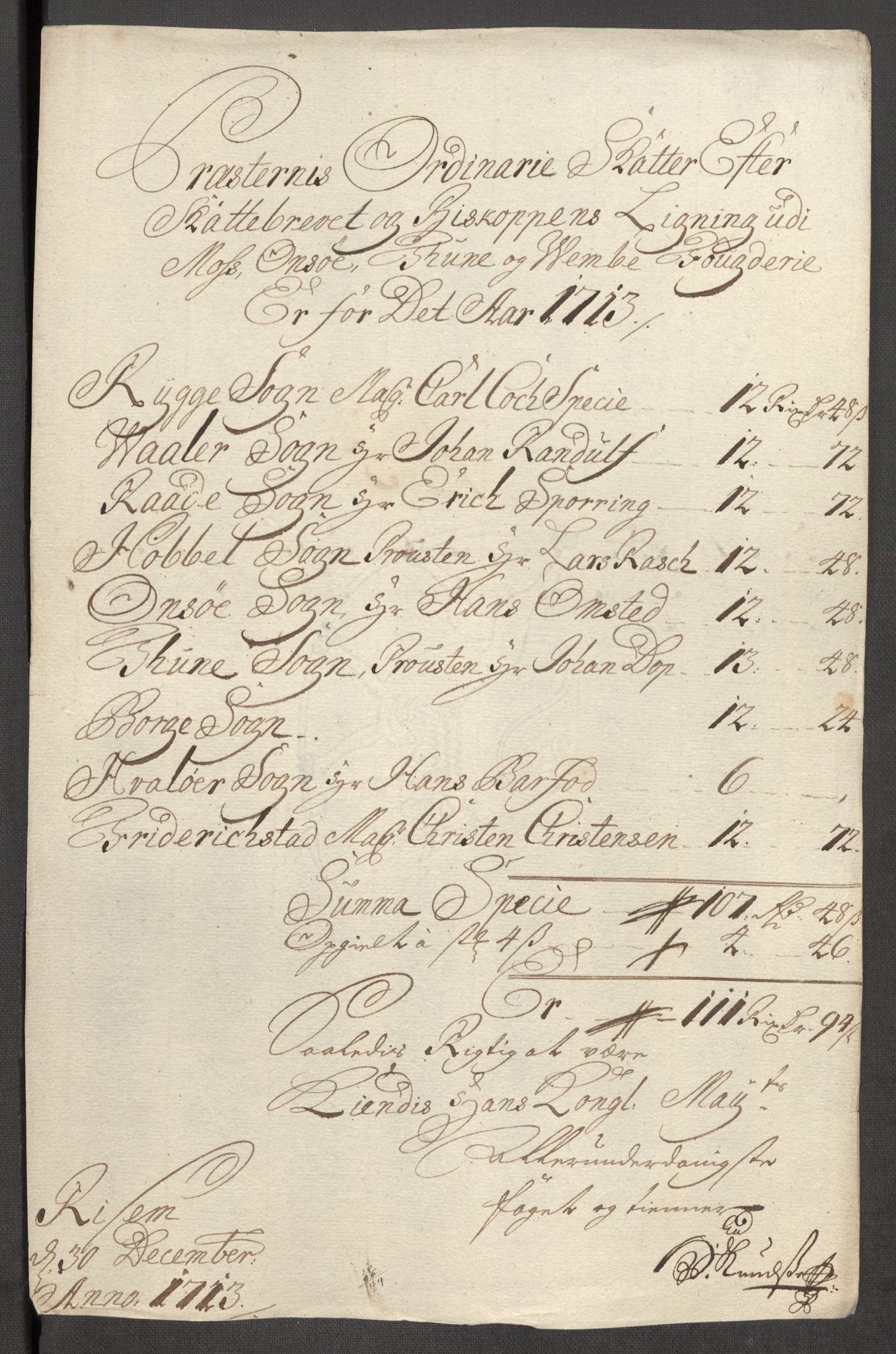 Rentekammeret inntil 1814, Reviderte regnskaper, Fogderegnskap, AV/RA-EA-4092/R04/L0138: Fogderegnskap Moss, Onsøy, Tune, Veme og Åbygge, 1713-1714, p. 56