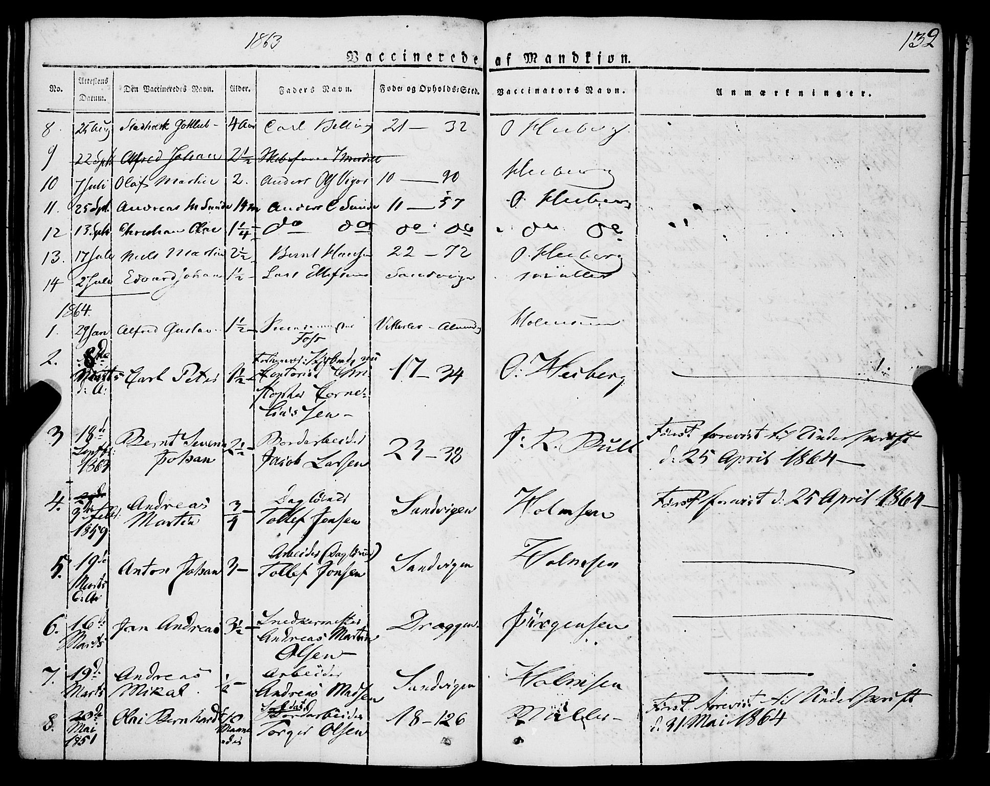 Korskirken sokneprestembete, SAB/A-76101/H/Haa/L0050: Parish register (official) no. F 1, 1821-1869, p. 132