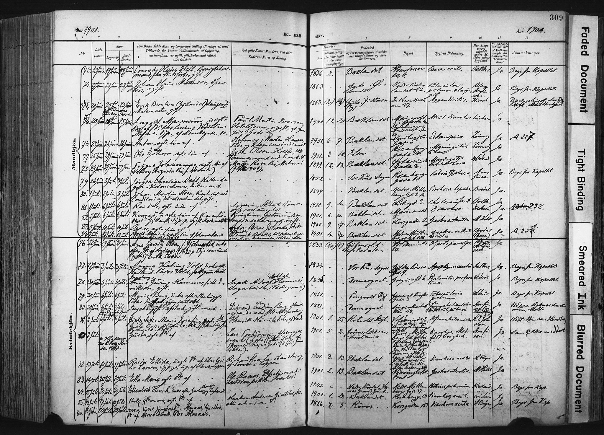 Ministerialprotokoller, klokkerbøker og fødselsregistre - Sør-Trøndelag, SAT/A-1456/604/L0201: Parish register (official) no. 604A21, 1901-1911, p. 309