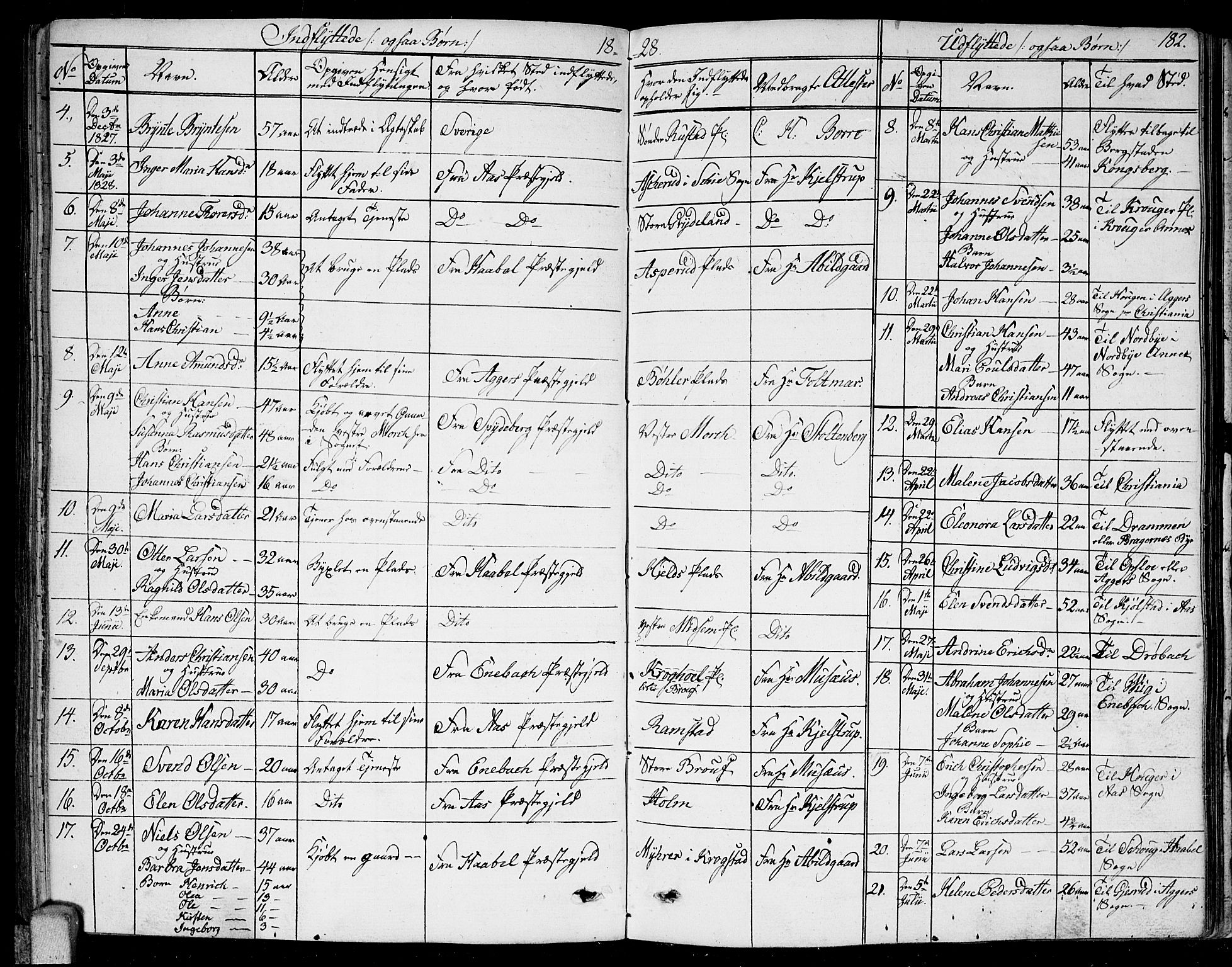 Kråkstad prestekontor Kirkebøker, AV/SAO-A-10125a/F/Fa/L0004: Parish register (official) no. I 4, 1825-1837, p. 182