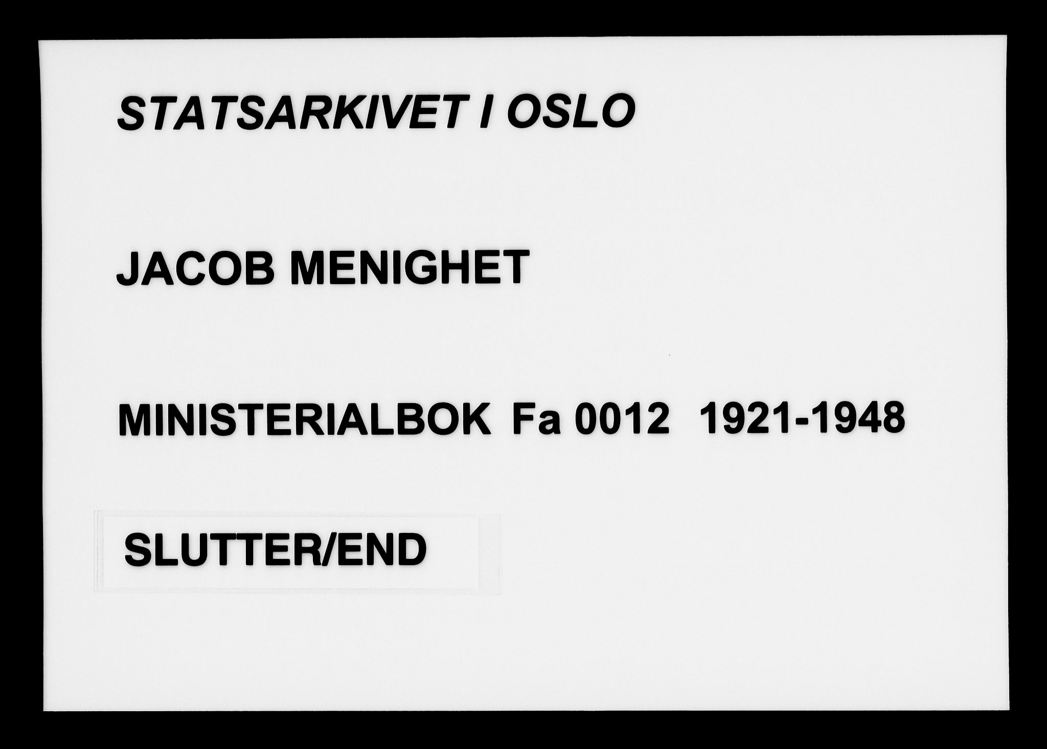 Jakob prestekontor Kirkebøker, AV/SAO-A-10850/F/Fa/L0012: Parish register (official) no. 12, 1921-1948