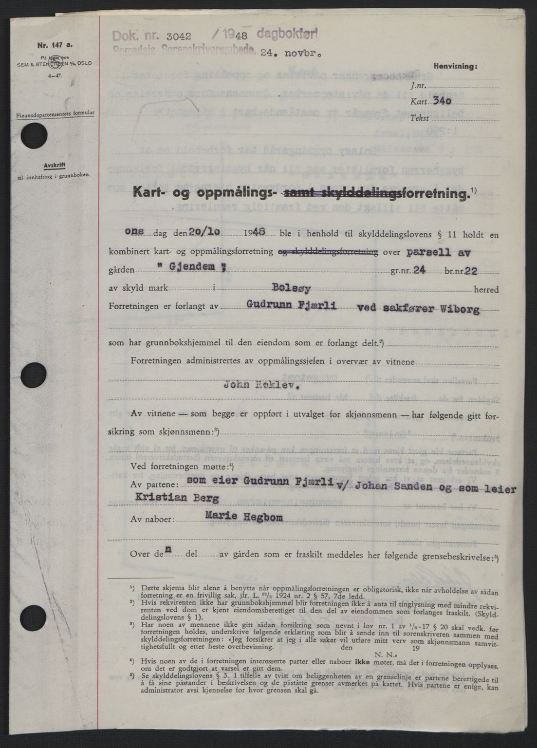 Romsdal sorenskriveri, AV/SAT-A-4149/1/2/2C: Mortgage book no. A27, 1948-1948, Diary no: : 3042/1948