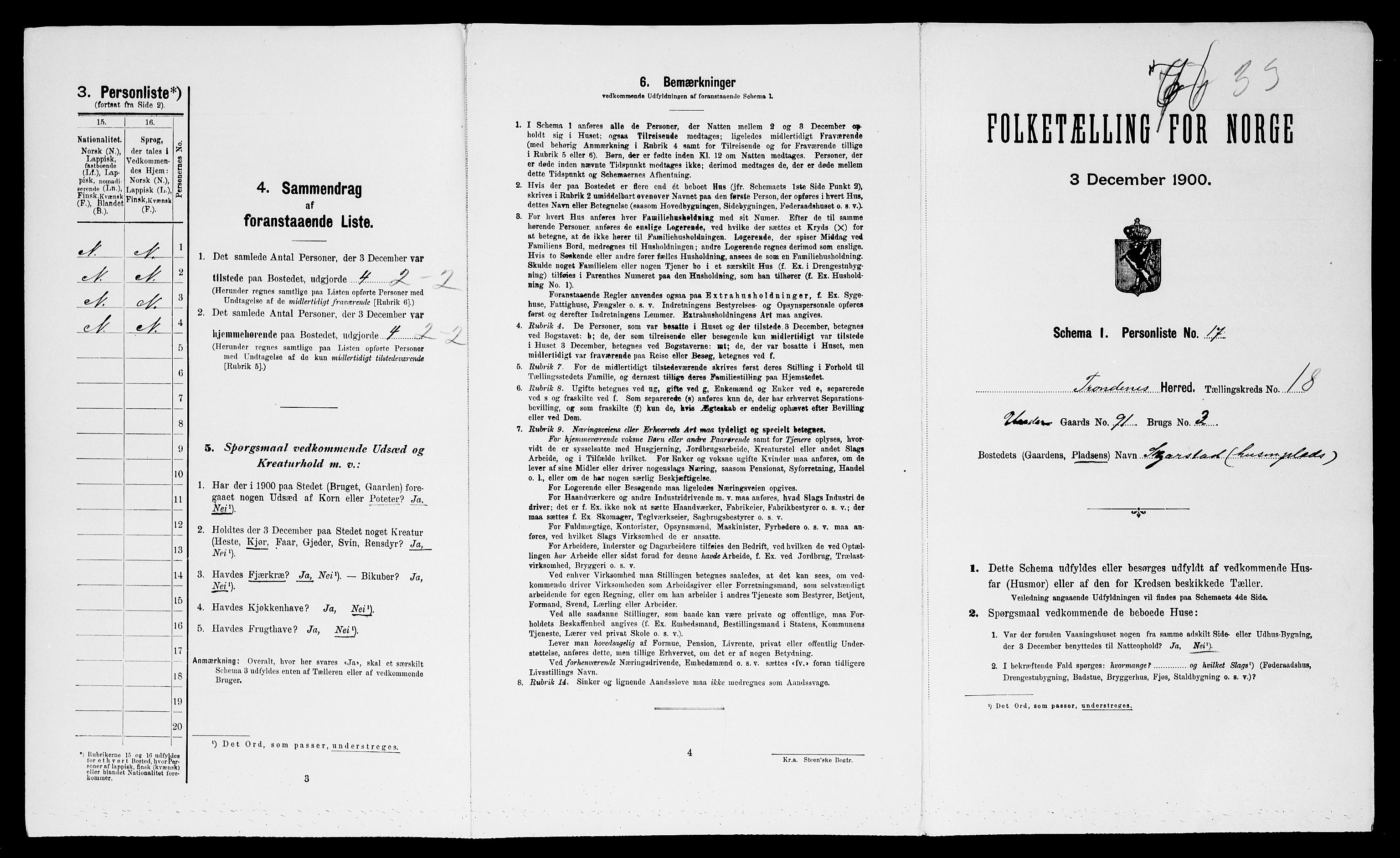 SATØ, 1900 census for Trondenes, 1900, p. 2322