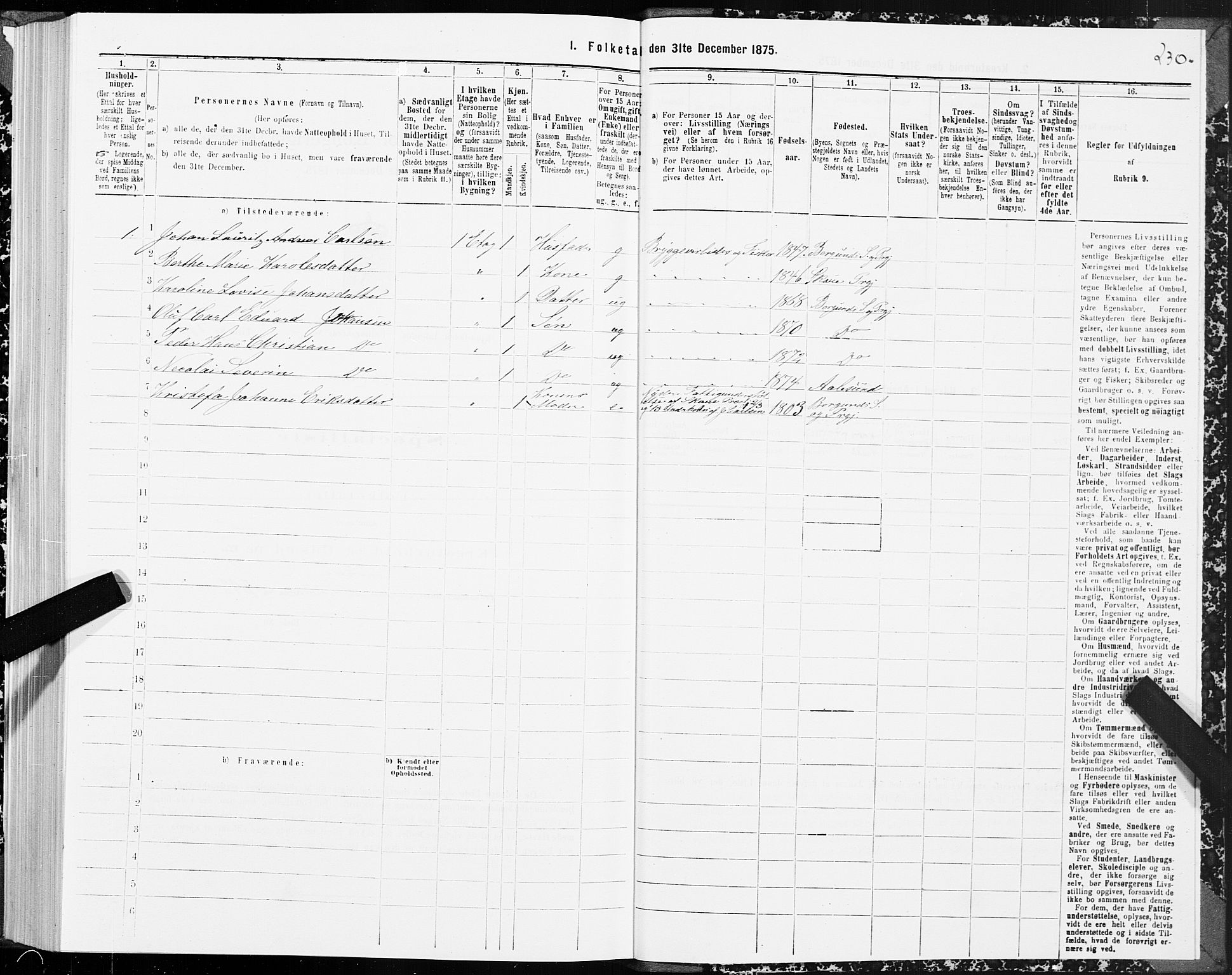 SAT, 1875 census for 1501P Ålesund, 1875, p. 1230