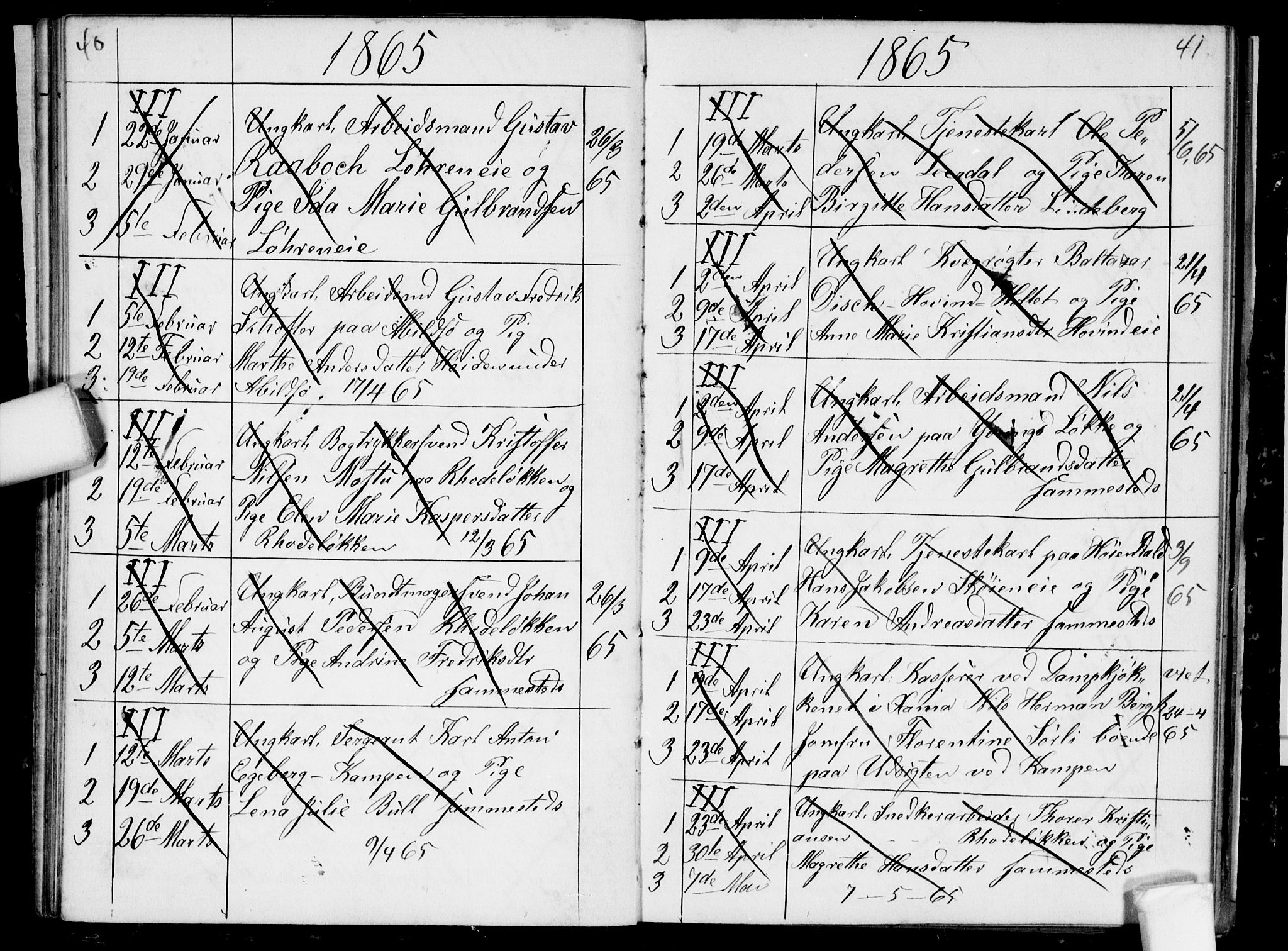 Østre Aker prestekontor Kirkebøker, SAO/A-10840/H/Ha/L0002: Banns register no. I 2, 1861-1872, p. 40-41