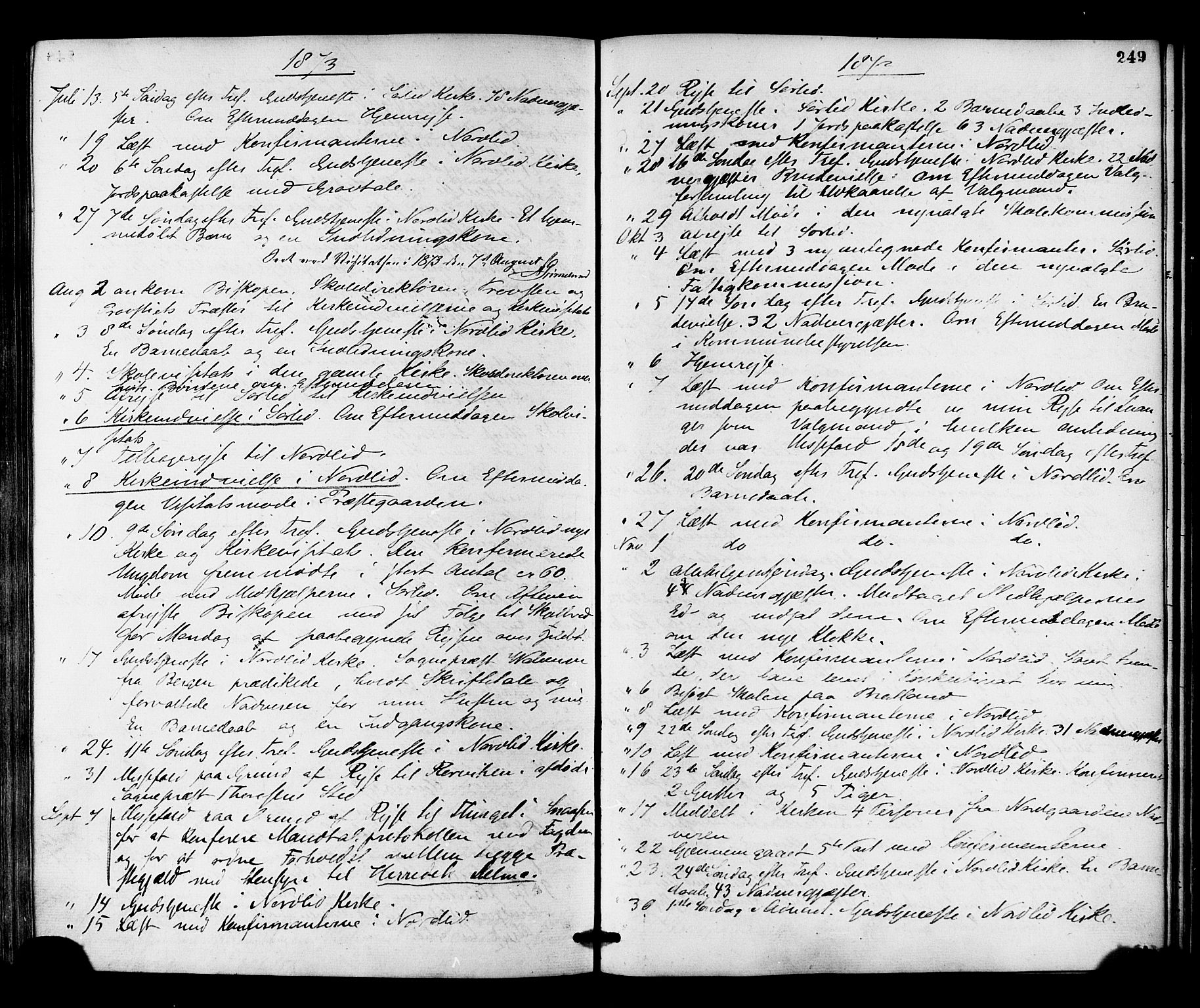 Ministerialprotokoller, klokkerbøker og fødselsregistre - Nord-Trøndelag, SAT/A-1458/755/L0493: Parish register (official) no. 755A02, 1865-1881, p. 249