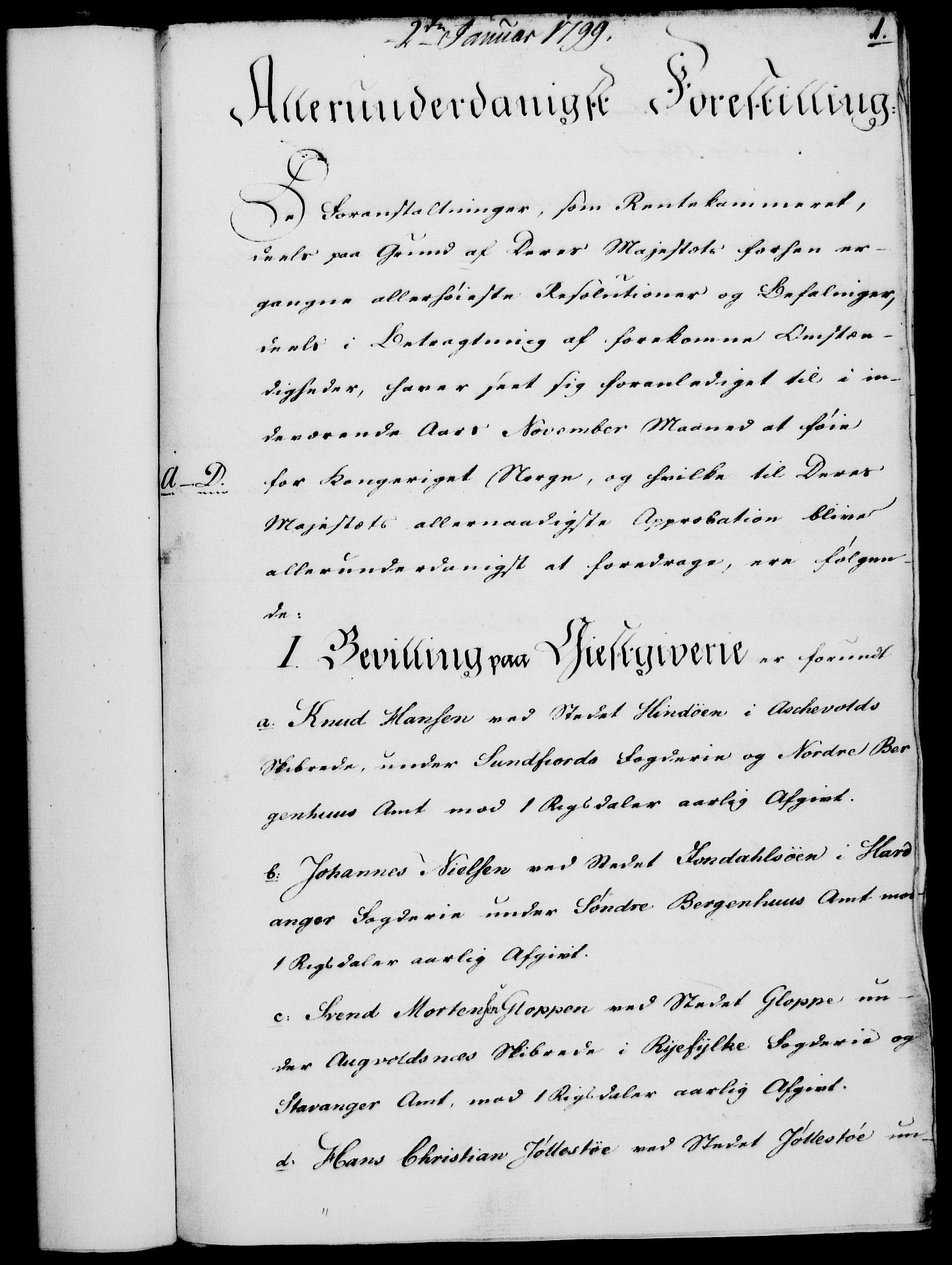Rentekammeret, Kammerkanselliet, RA/EA-3111/G/Gf/Gfa/L0081: Norsk relasjons- og resolusjonsprotokoll (merket RK 52.81), 1799, p. 27