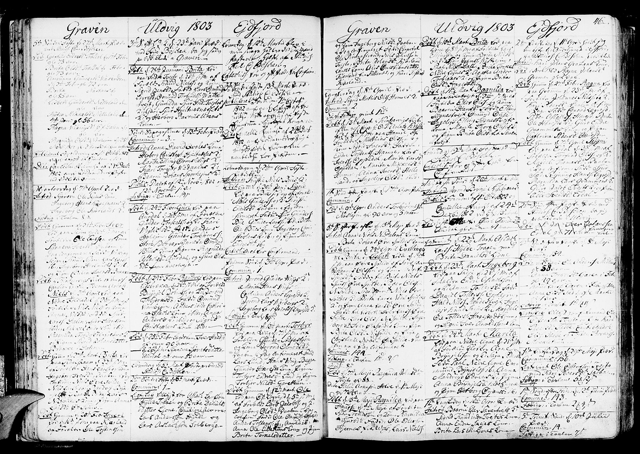 Ulvik sokneprestembete, AV/SAB-A-78801/H/Haa: Parish register (official) no. A 11, 1793-1838, p. 46