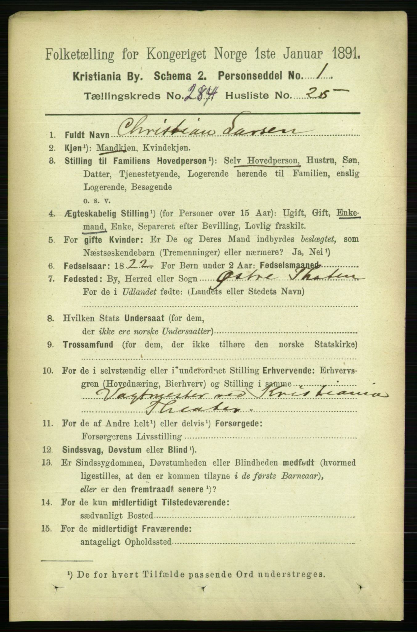 RA, 1891 census for 0301 Kristiania, 1891, p. 174119