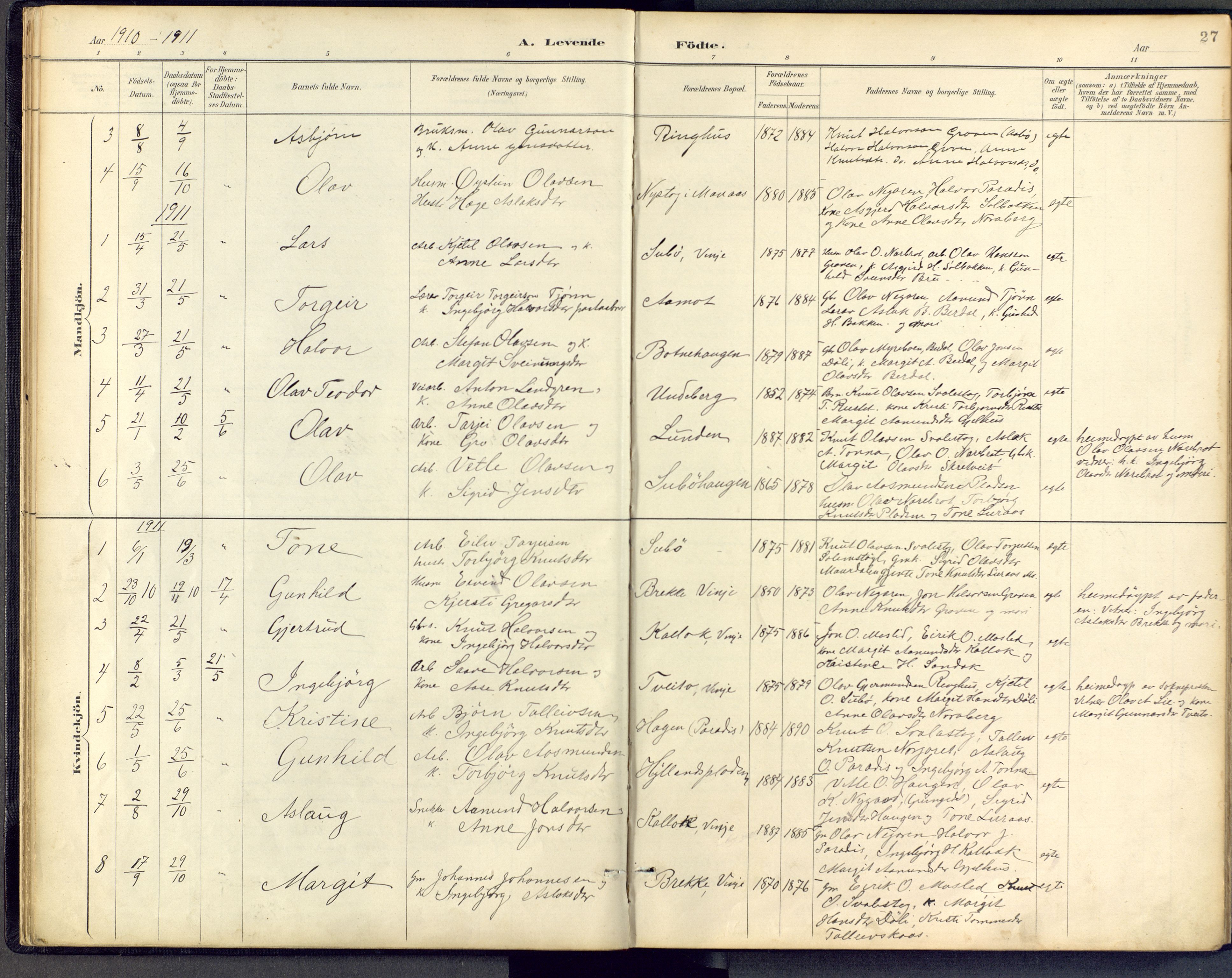 Vinje kirkebøker, SAKO/A-312/F/Fb/L0002: Parish register (official) no. II 2, 1887-1925, p. 27