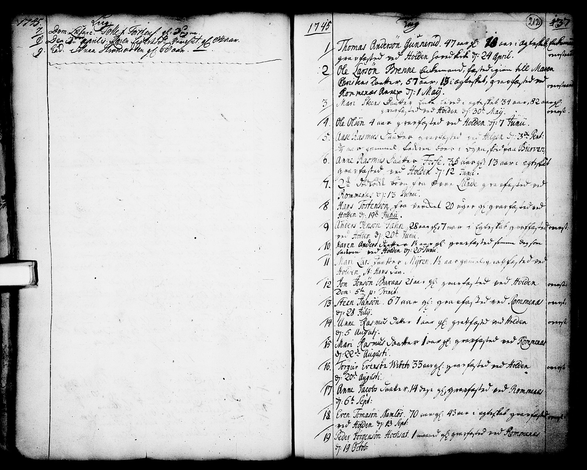 Holla kirkebøker, SAKO/A-272/F/Fa/L0001: Parish register (official) no. 1, 1717-1779, p. 212
