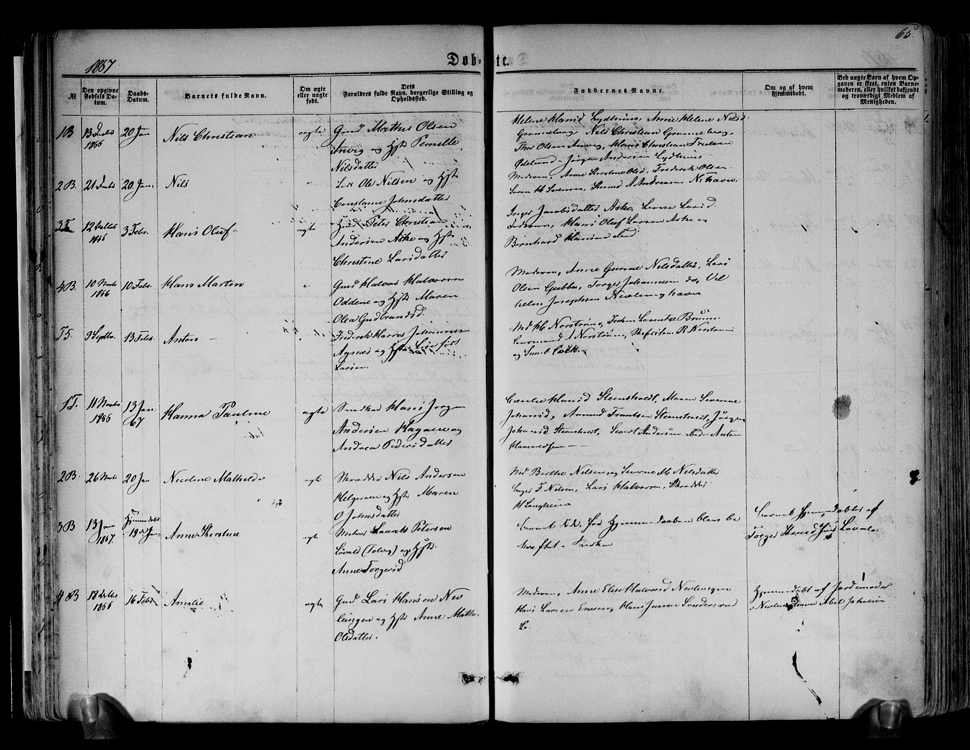 Brunlanes kirkebøker, AV/SAKO-A-342/F/Fa/L0005: Parish register (official) no. I 5, 1862-1877, p. 65