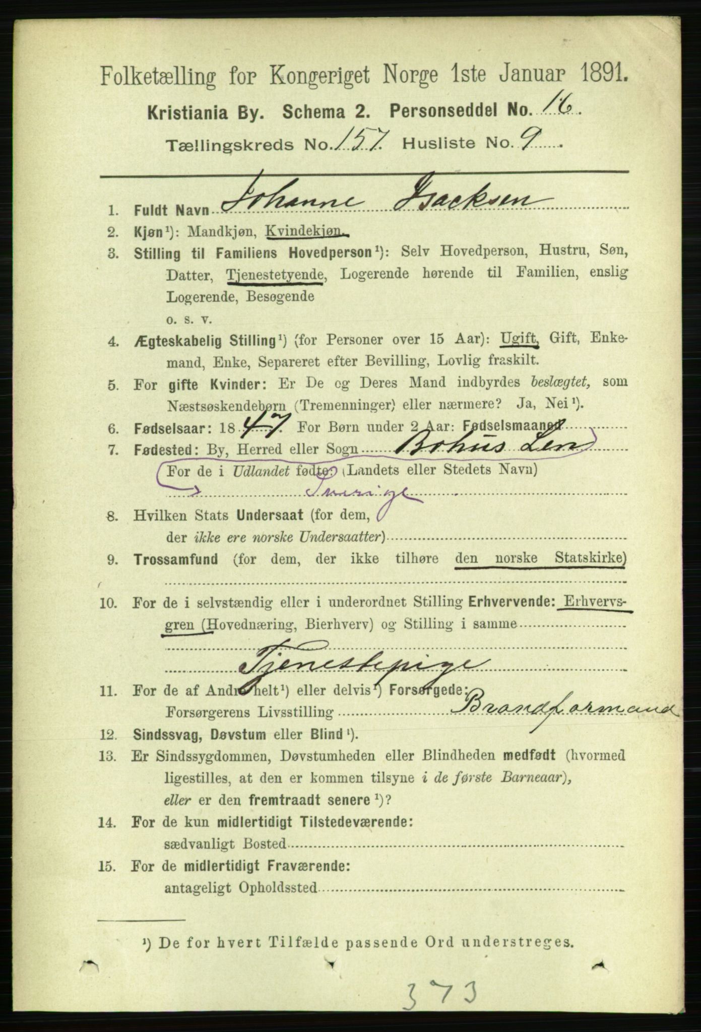 RA, 1891 census for 0301 Kristiania, 1891, p. 89395