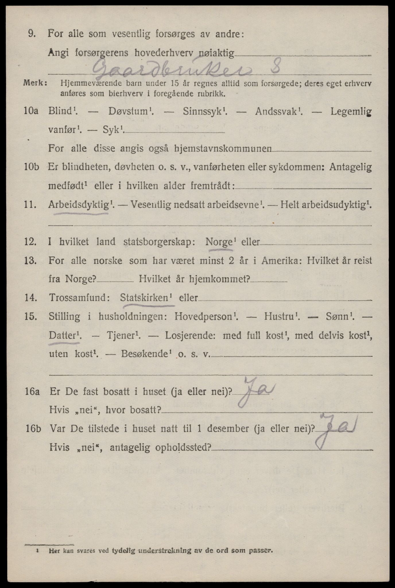 SAST, 1920 census for Strand, 1920, p. 3545