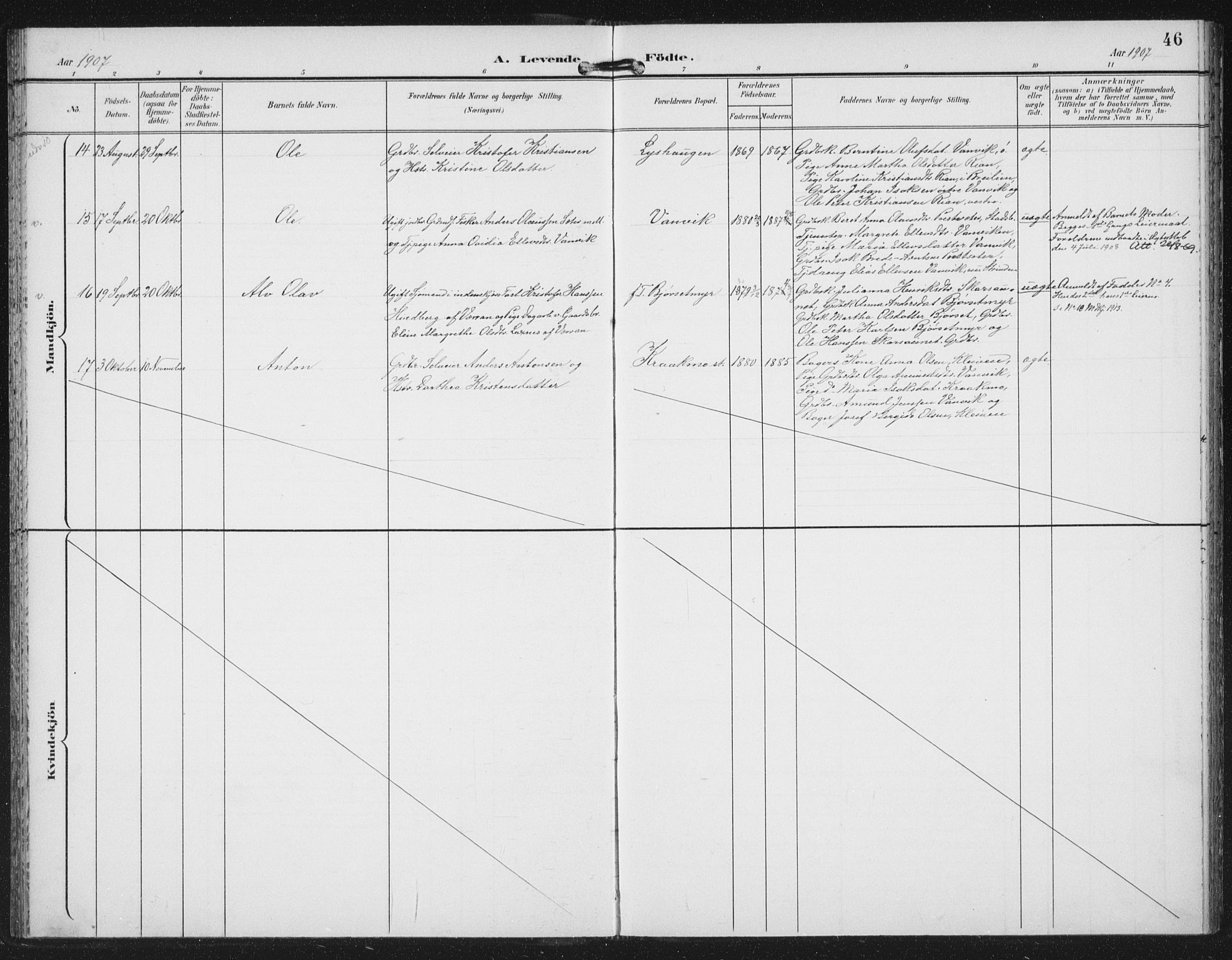 Ministerialprotokoller, klokkerbøker og fødselsregistre - Nord-Trøndelag, AV/SAT-A-1458/702/L0024: Parish register (official) no. 702A02, 1898-1914, p. 46