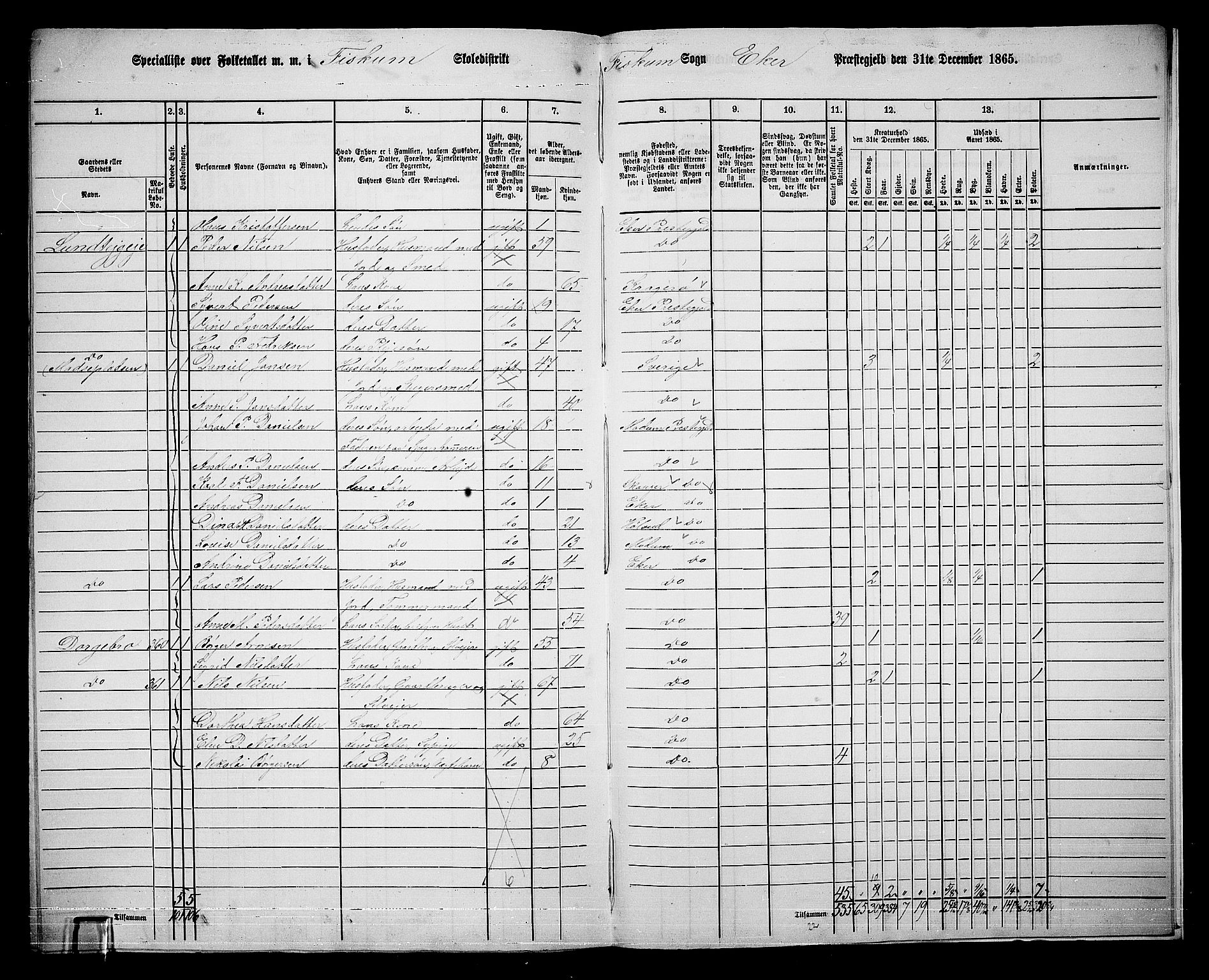 RA, 1865 census for Eiker, 1865, p. 534