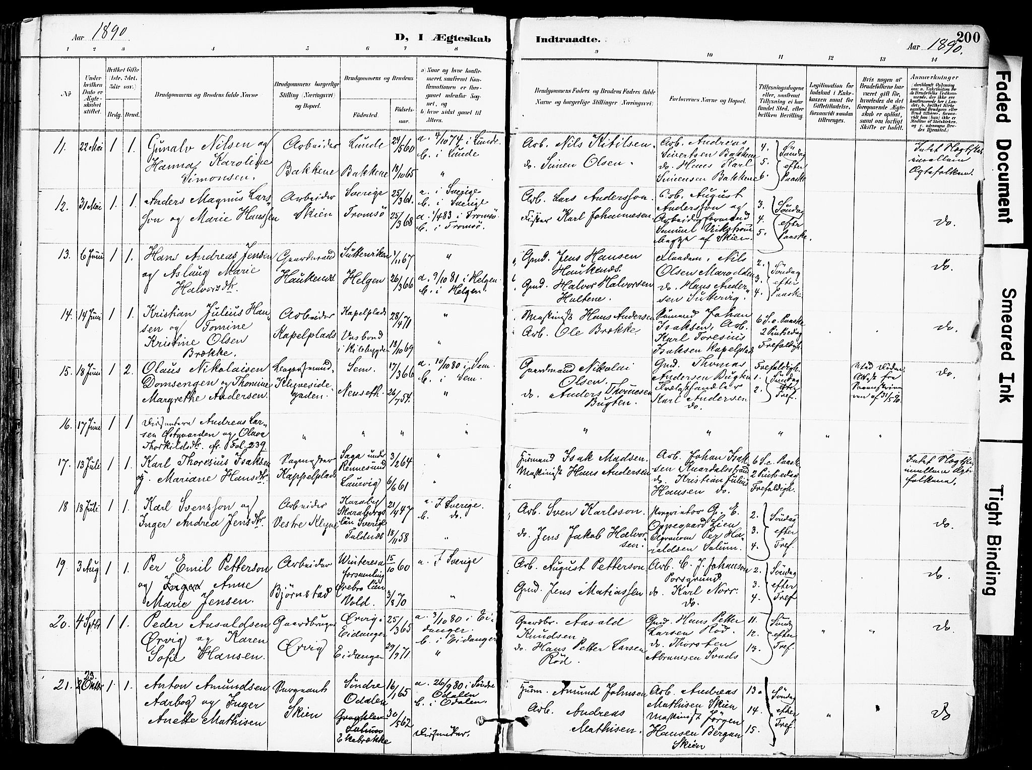 Solum kirkebøker, SAKO/A-306/F/Fa/L0010: Parish register (official) no. I 10, 1888-1898, p. 200