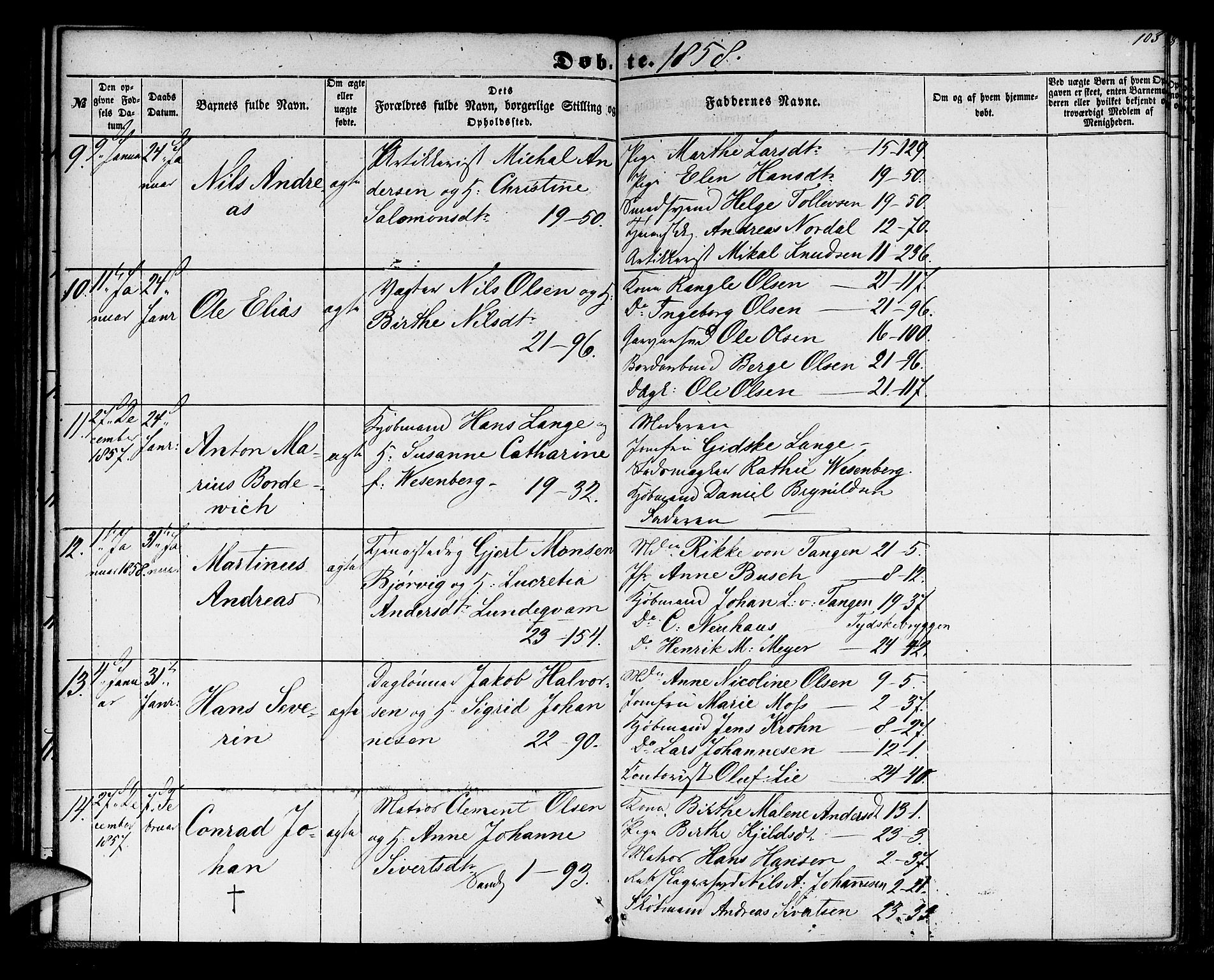 Korskirken sokneprestembete, AV/SAB-A-76101/H/Hab: Parish register (copy) no. B 3, 1853-1858, p. 103