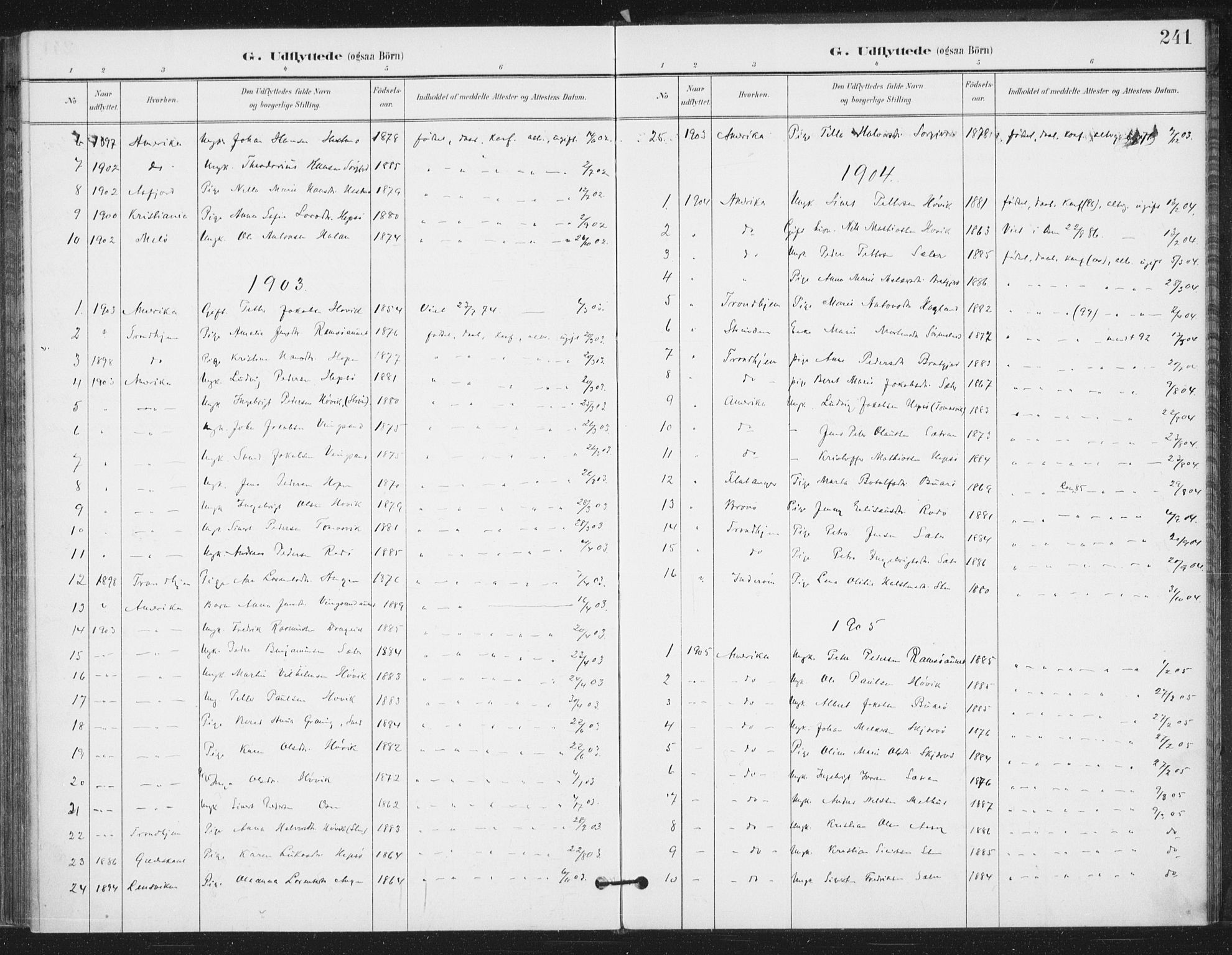 Ministerialprotokoller, klokkerbøker og fødselsregistre - Sør-Trøndelag, SAT/A-1456/658/L0723: Parish register (official) no. 658A02, 1897-1912, p. 241
